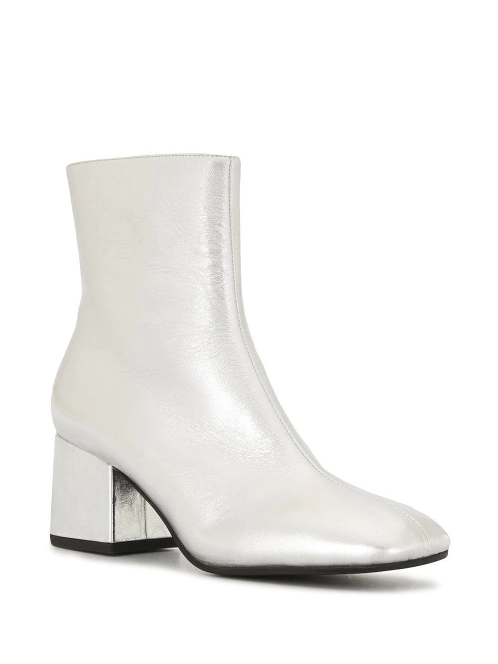 metallic square-toe ankle boots - 2