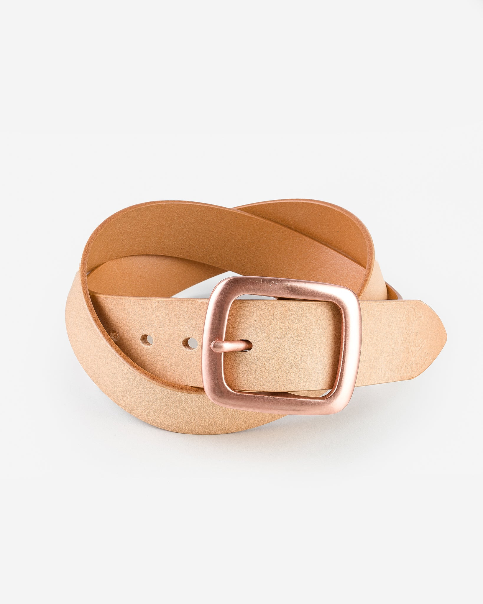 OGL-BELT-COP-NAT OGL Single Prong Copper Garrison Buckle Leather Belt - Natural - 1