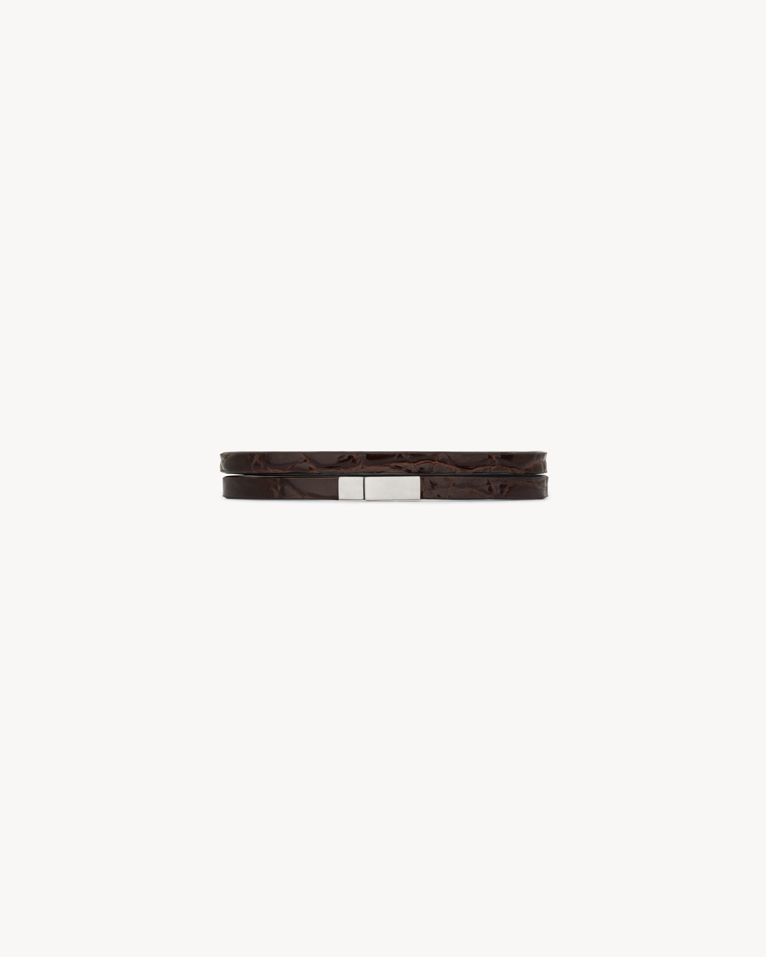DOUBLE-WRAP BRACELET IN CROCODILE AND METAL - 2