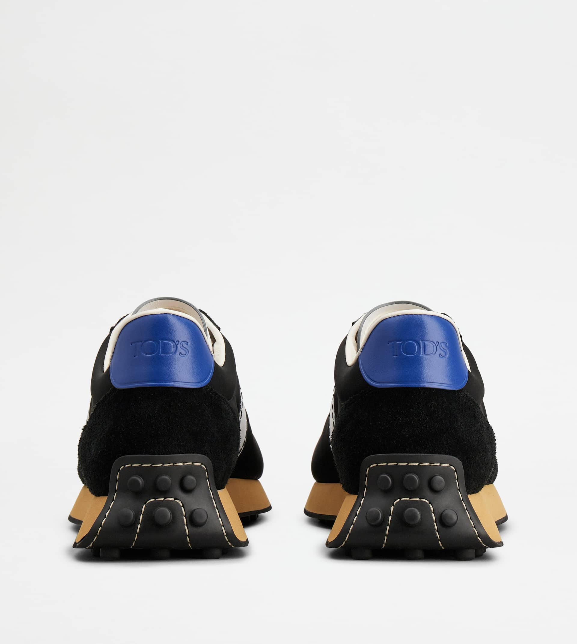 SNEAKERS IN LEATHER AND TECHNICAL FABRIC - BLACK, WHITE - 3