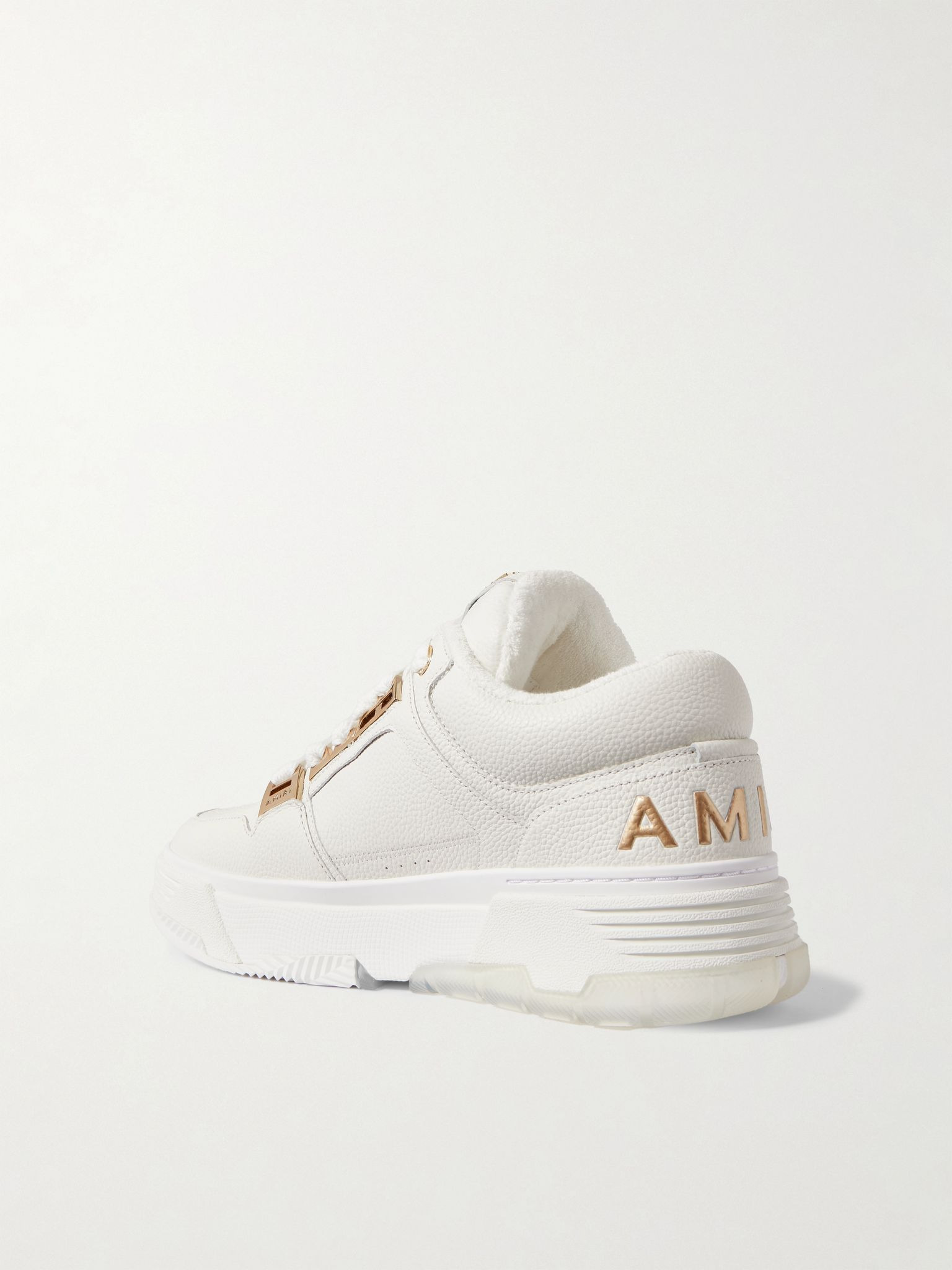 MA-1 Embellished Metallic Full-Grain Leather Sneakers White - 4