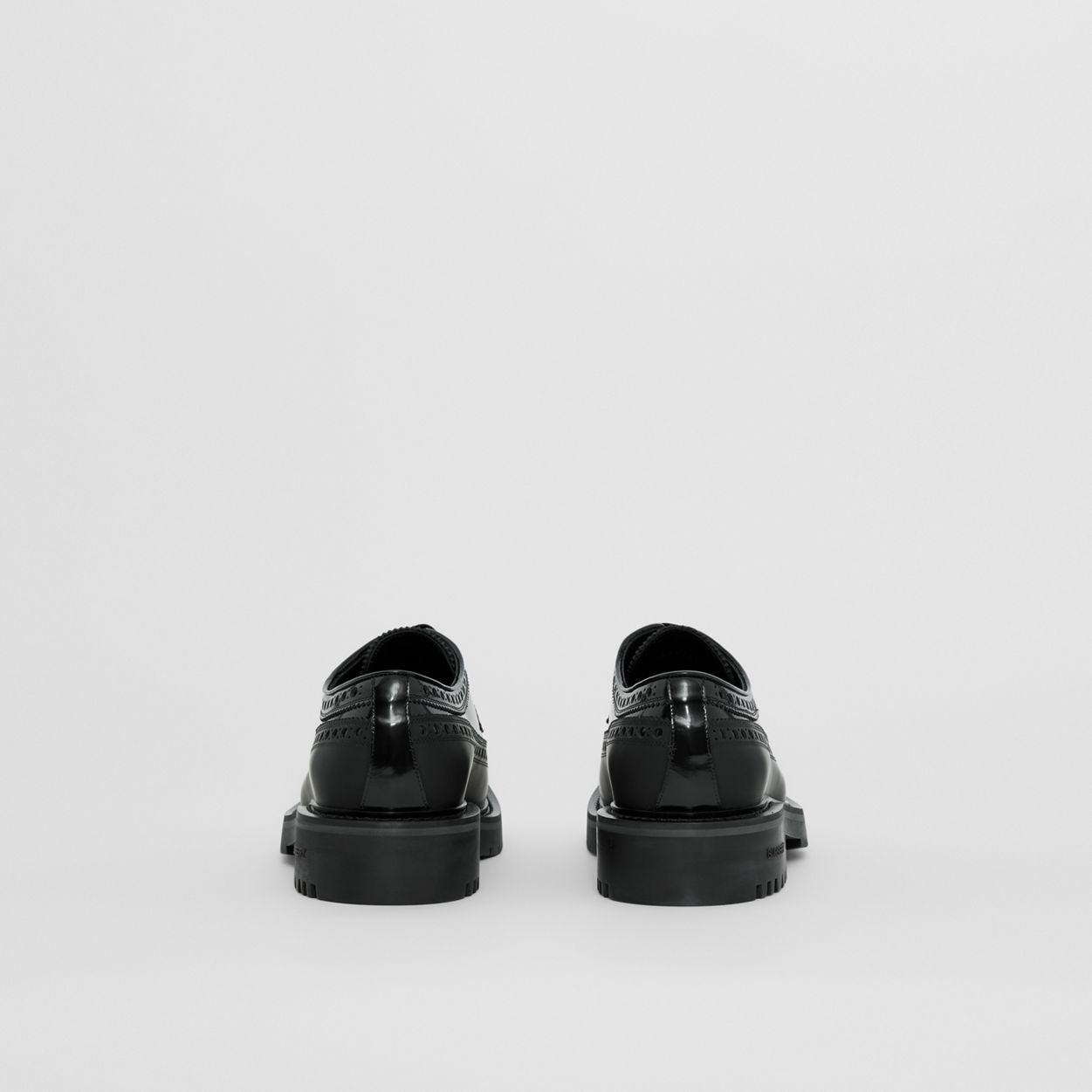 Brogue Detail Leather Derby Shoes - 6