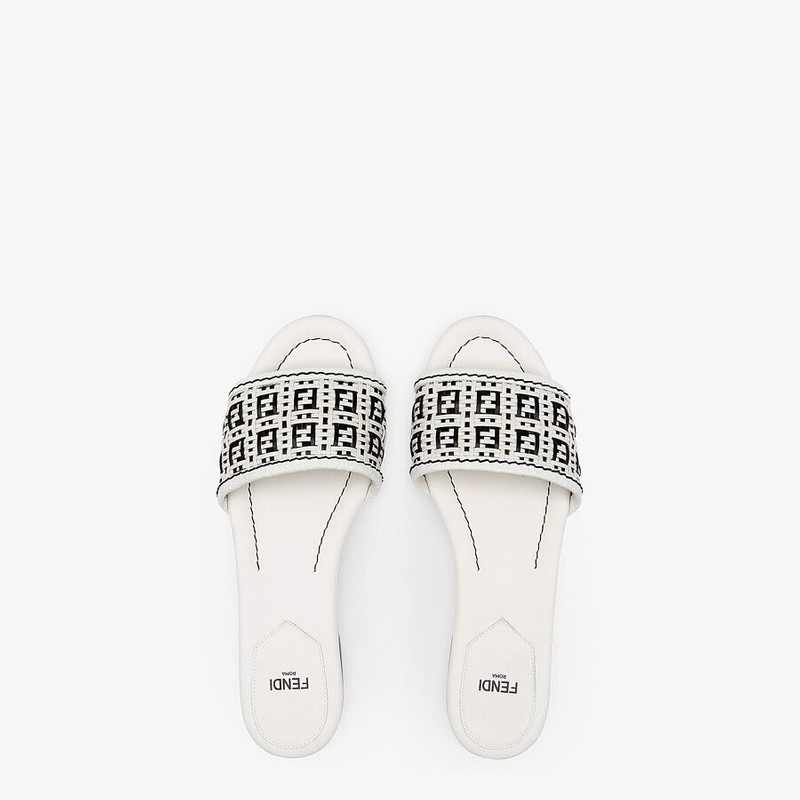 White leather slides 4