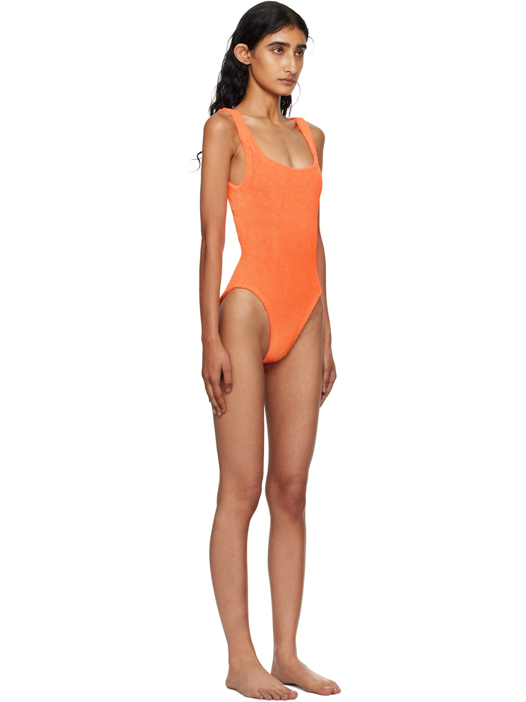 Orange Square Neck Swimsuit - 2