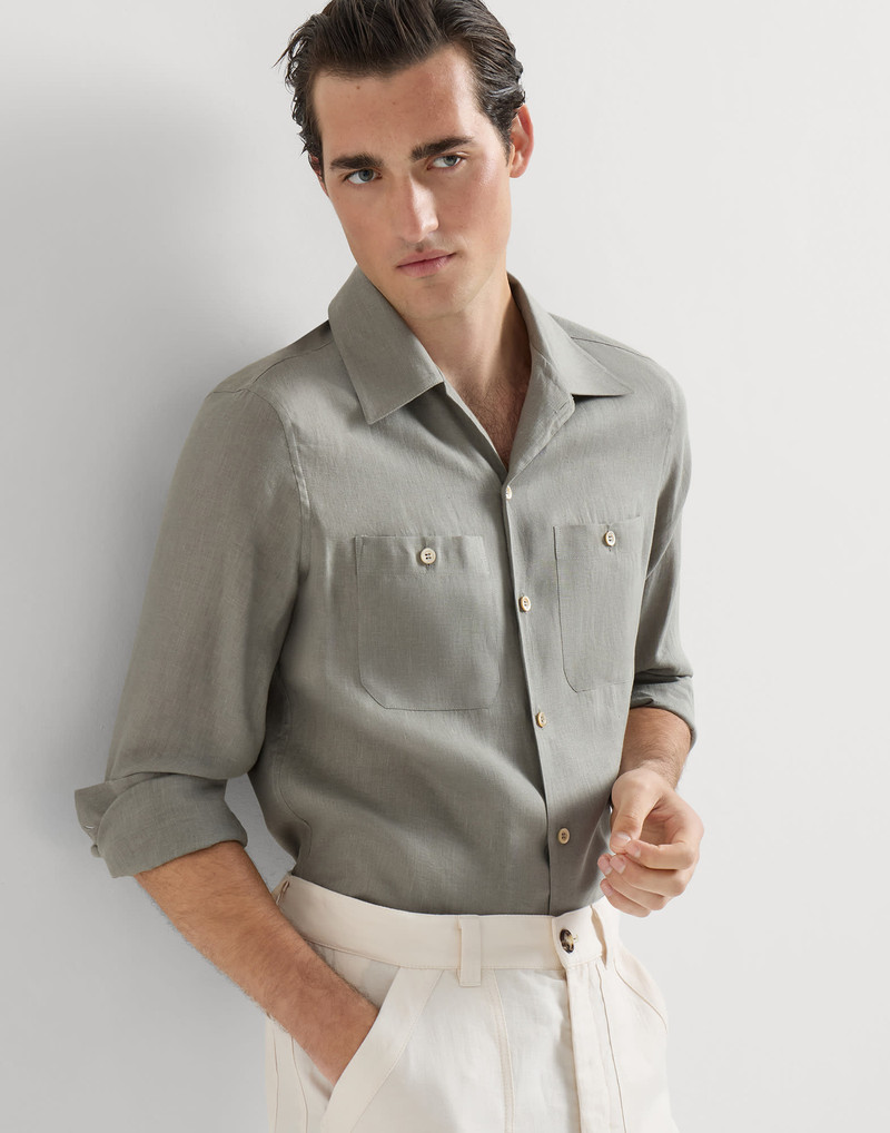 Linen easy fit shirt with chest pockets 2