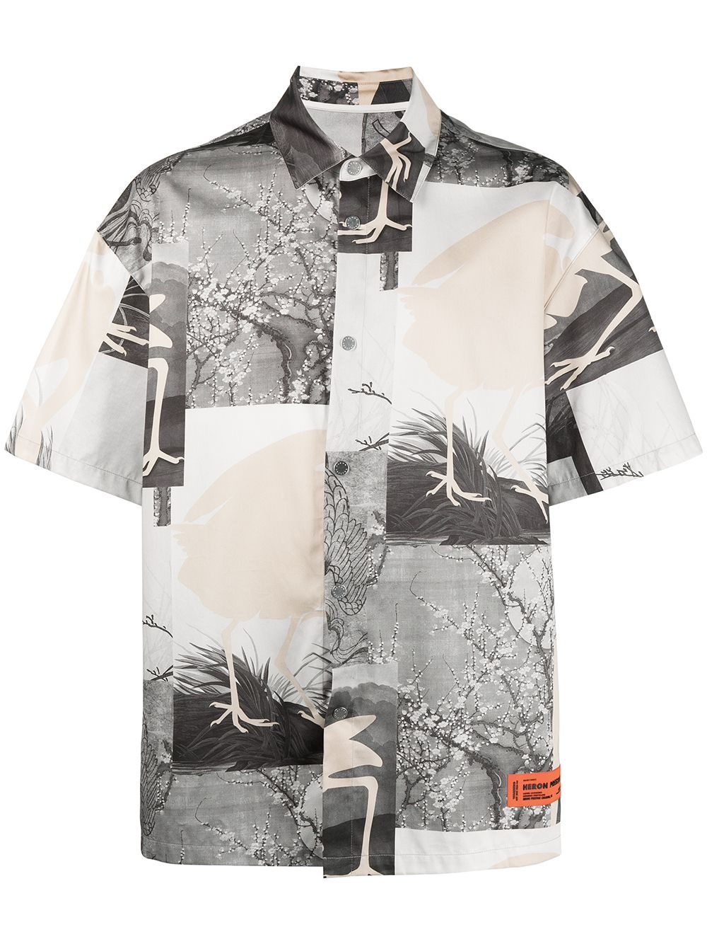 patchwork-print bowling shirt - 1