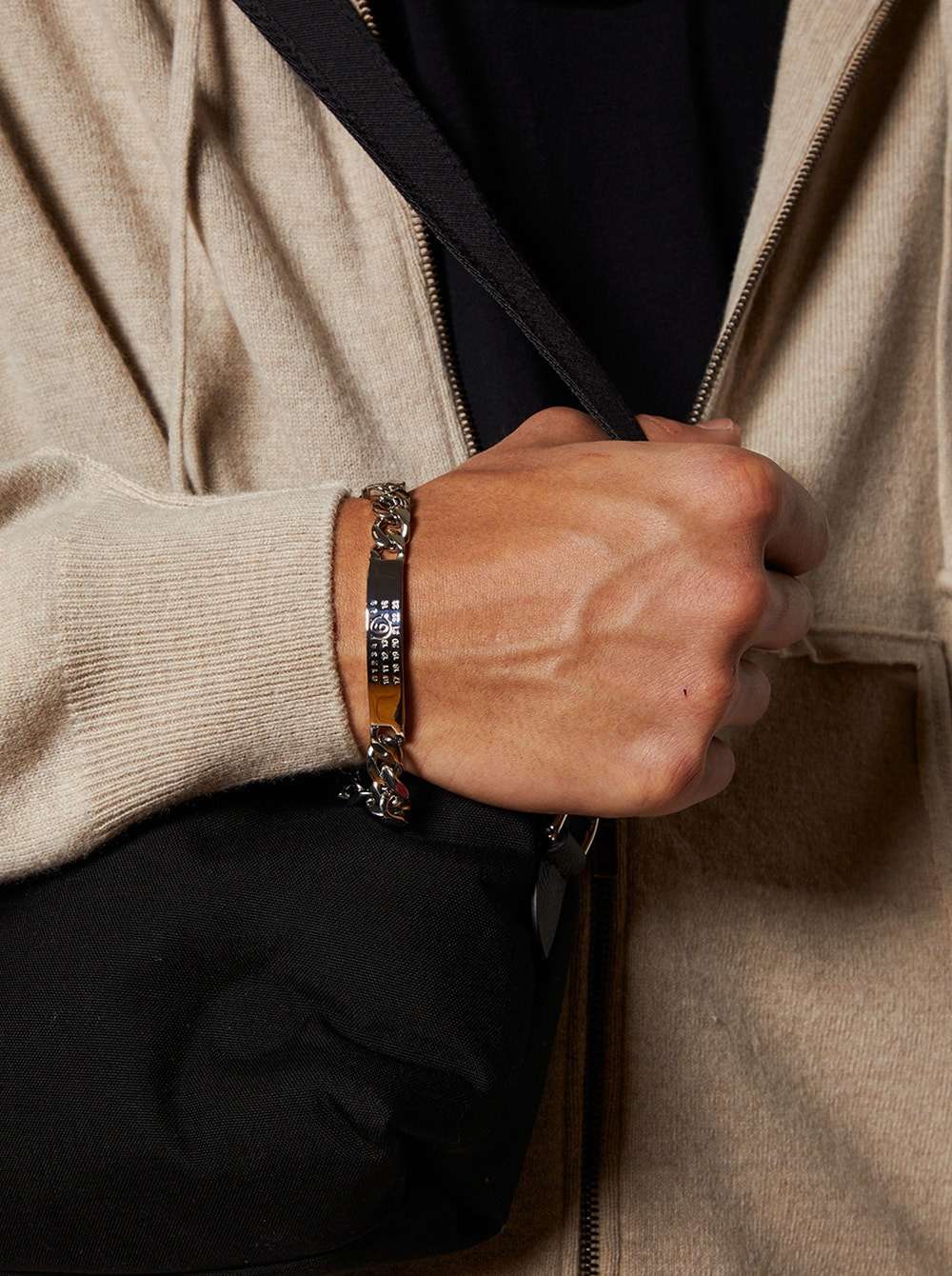 Minimal Logo Id Tag Curb Bracelet Polished Palladio - 2