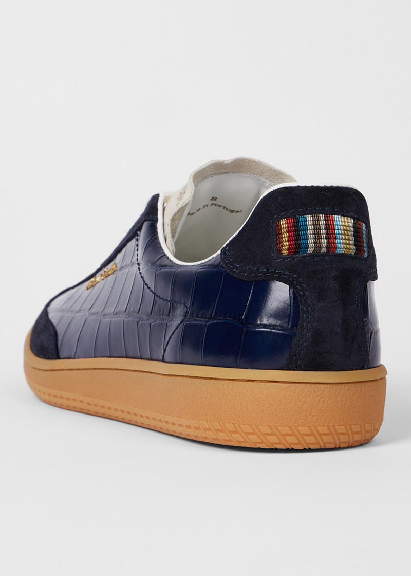 Navy Croc-Emboss 'Como' Trainers 3