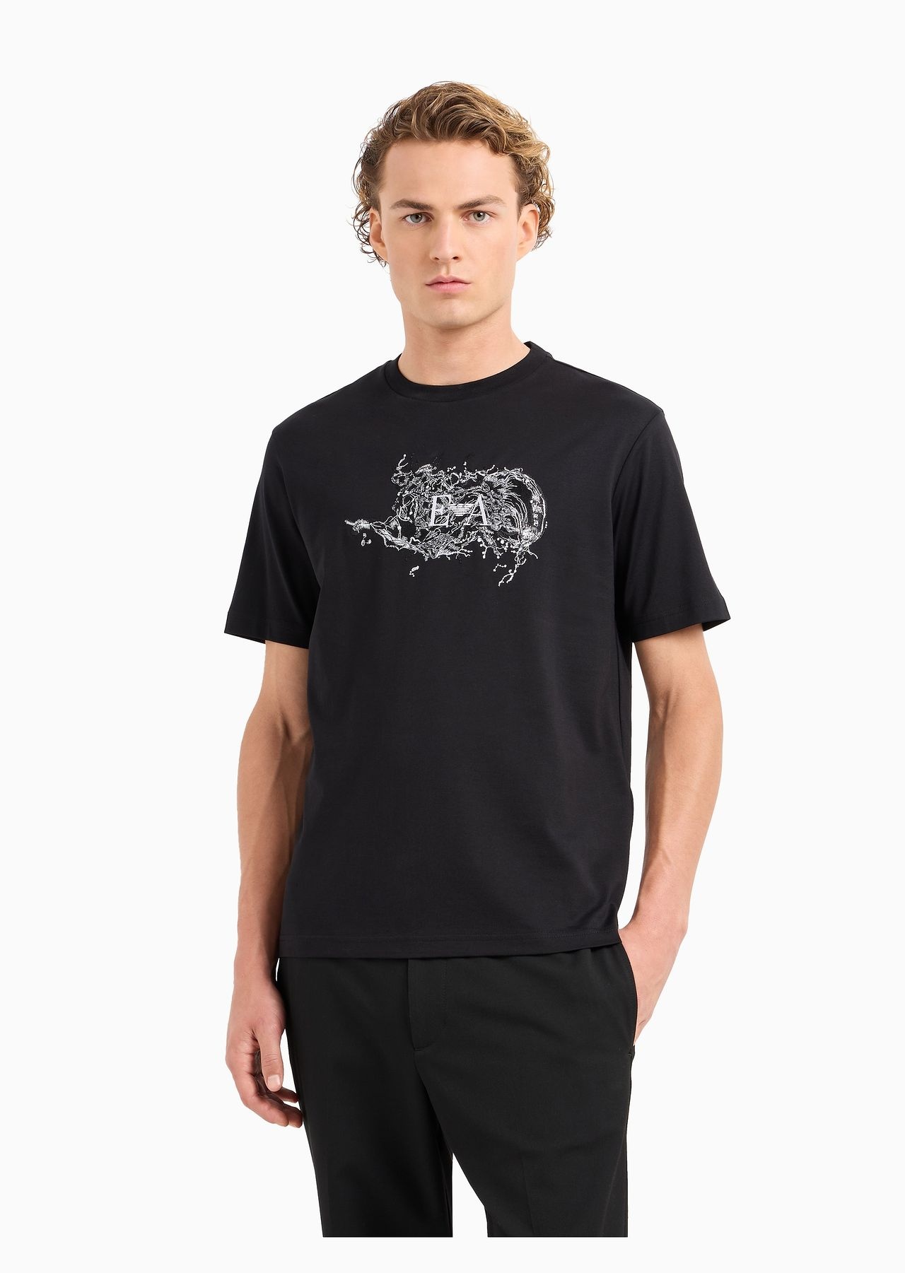 EMPORIO ARMANI ASV jersey T-shirt with logo embroidery and