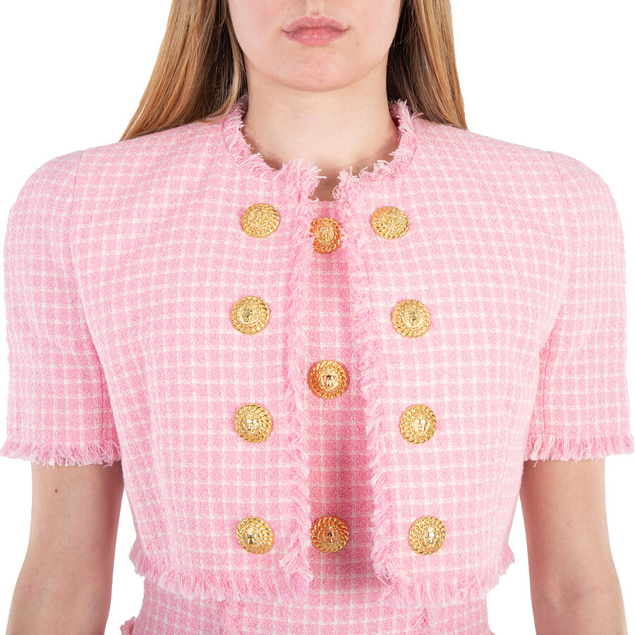 Balmain Vichy Cropped Tweed Jacket - 2