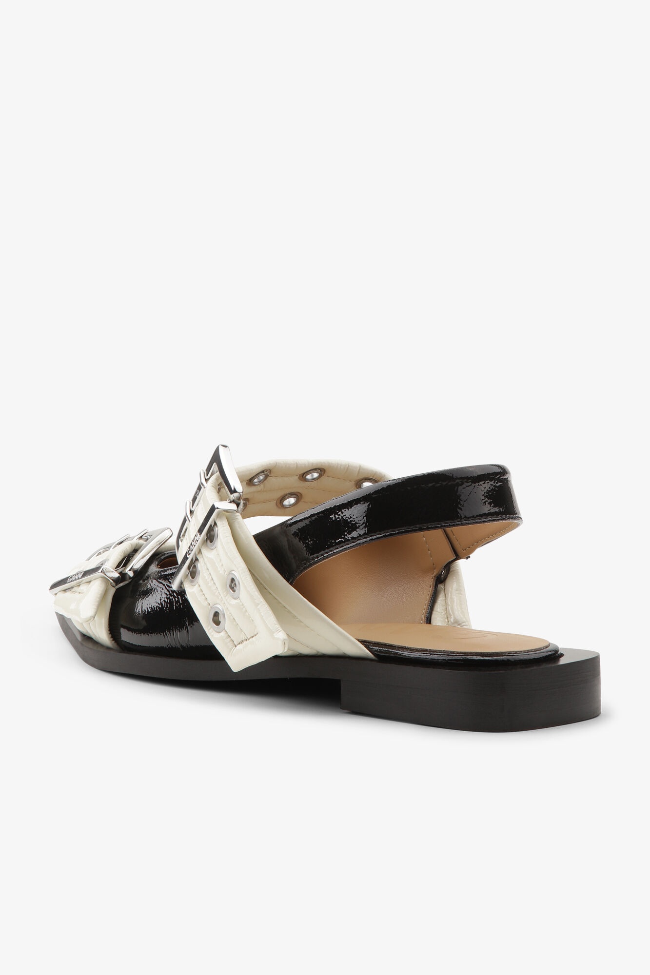 BLACK AND OFF-WHITE FEMININE BUCKLE BALLERINAS - 3
