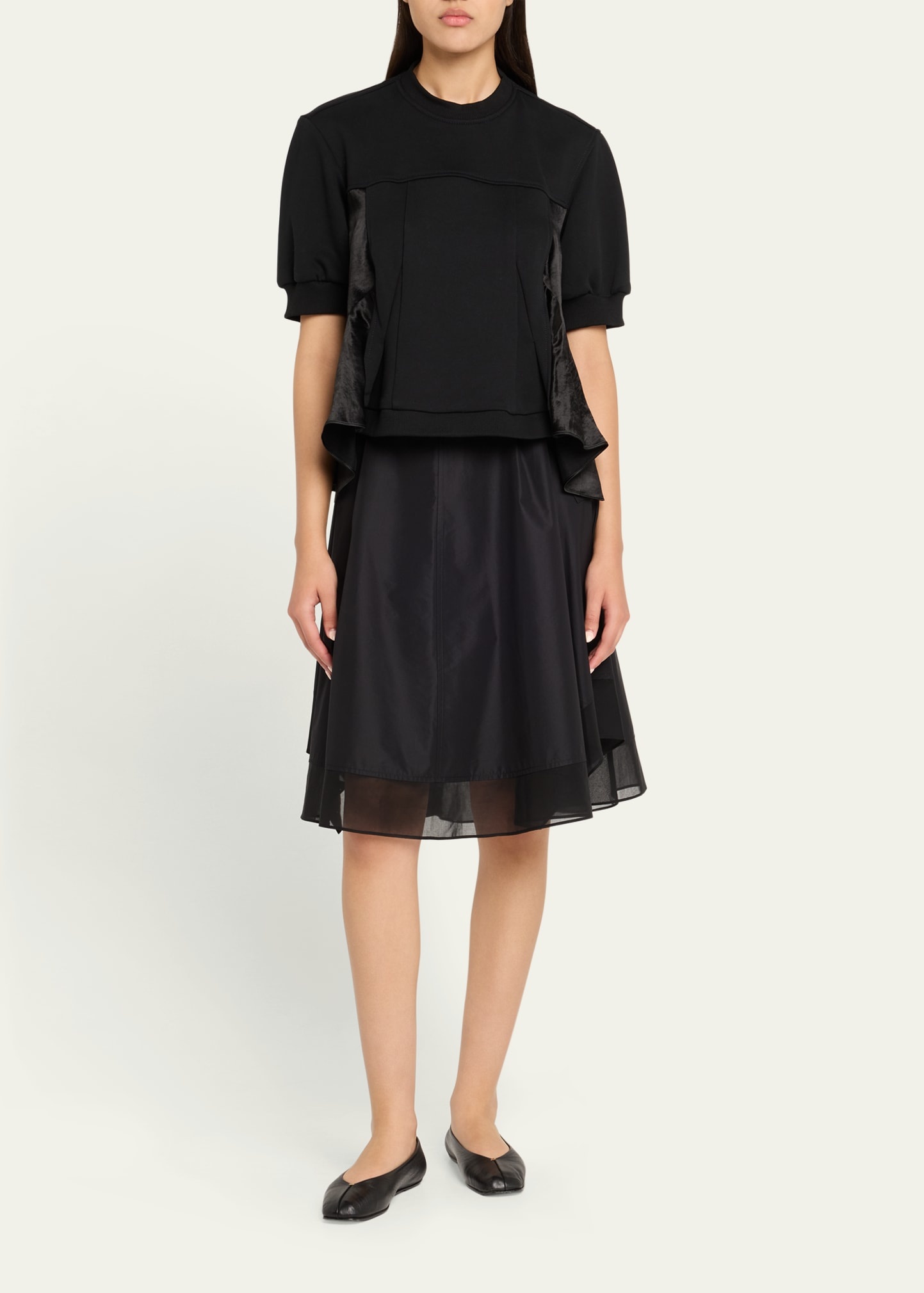 Satin Combo Flounce Top - 2