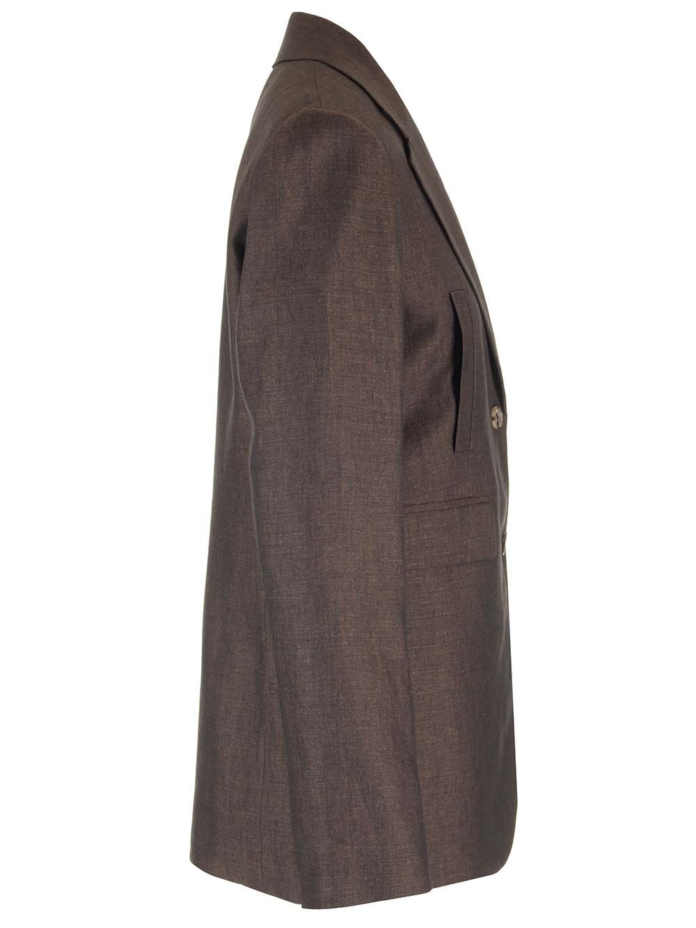 Linen Single-Breasted Tailored Jacket Jackets Brown - 3