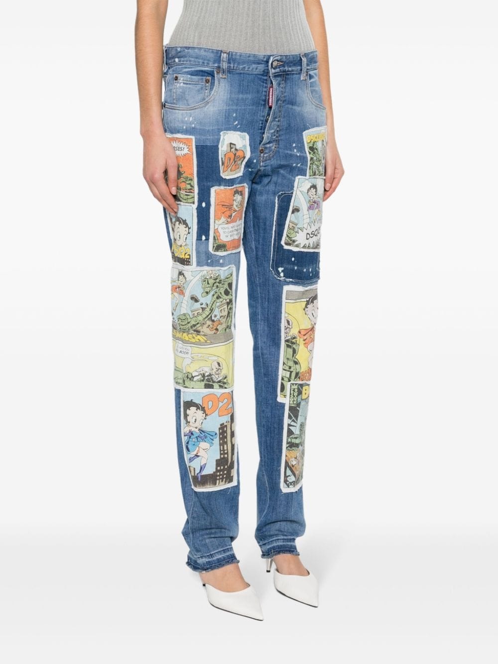 patch-detail straight-leg jeans - 3