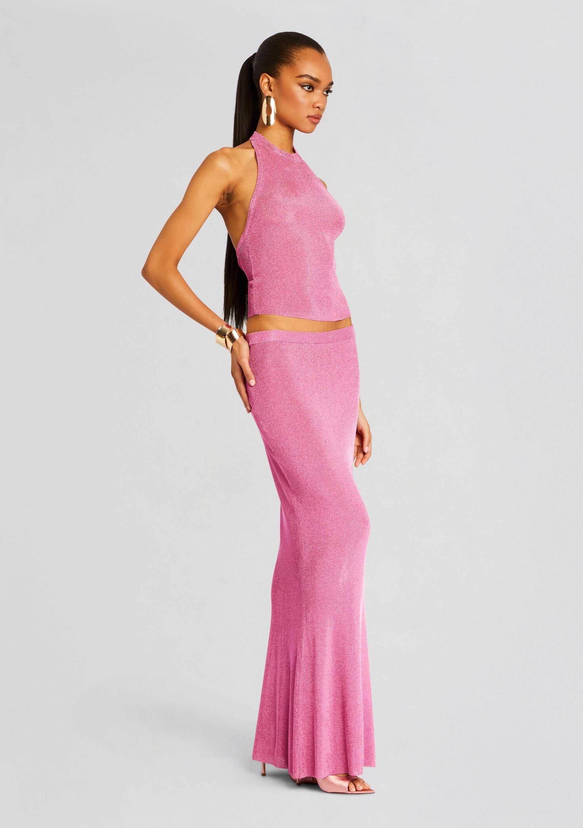 HARMONY METALLIC KNIT MAXI SKIRT - 3