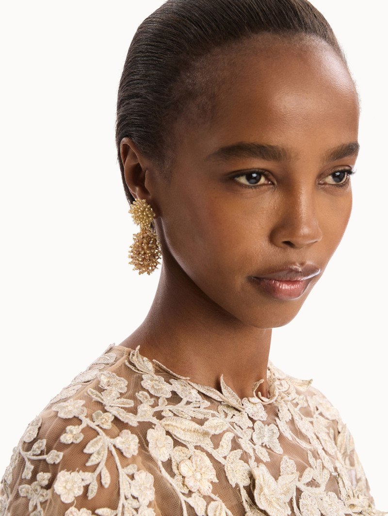Oscar de la Renta BEADED CLUSTER DROP EARRINGS outlook