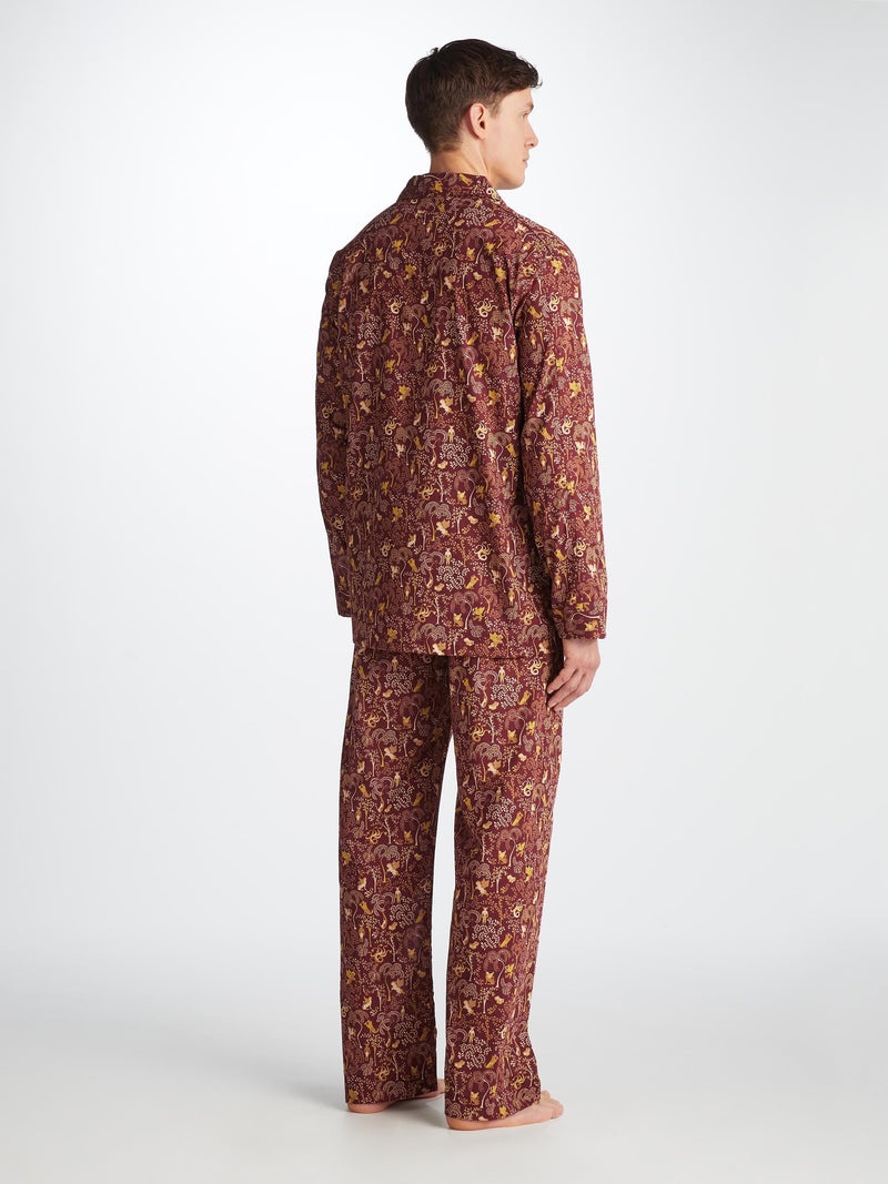 Men's Classic Fit Pajamas Ledbury 74 Cotton Batiste Burgundy - 5
