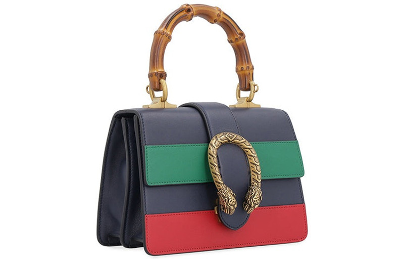 GUCCI (WMNS) Gucci Dionysus Tiger Head Bamboo Stripe Leather Handbag 'Navy Blue Green Red' 523367-CWLMT-85 outlook