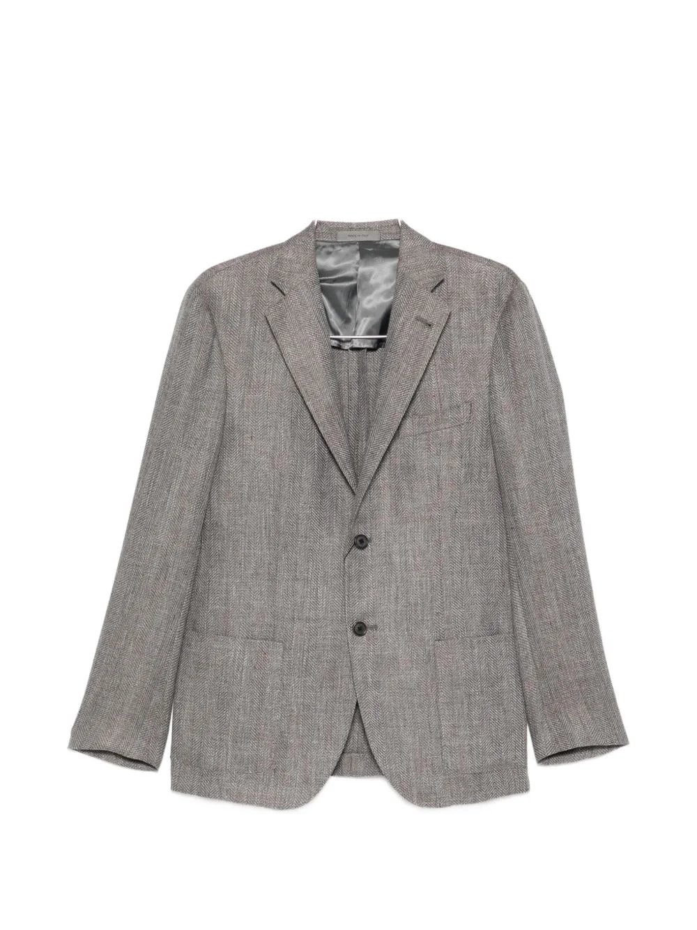 herringbone-patterned blazer - 1