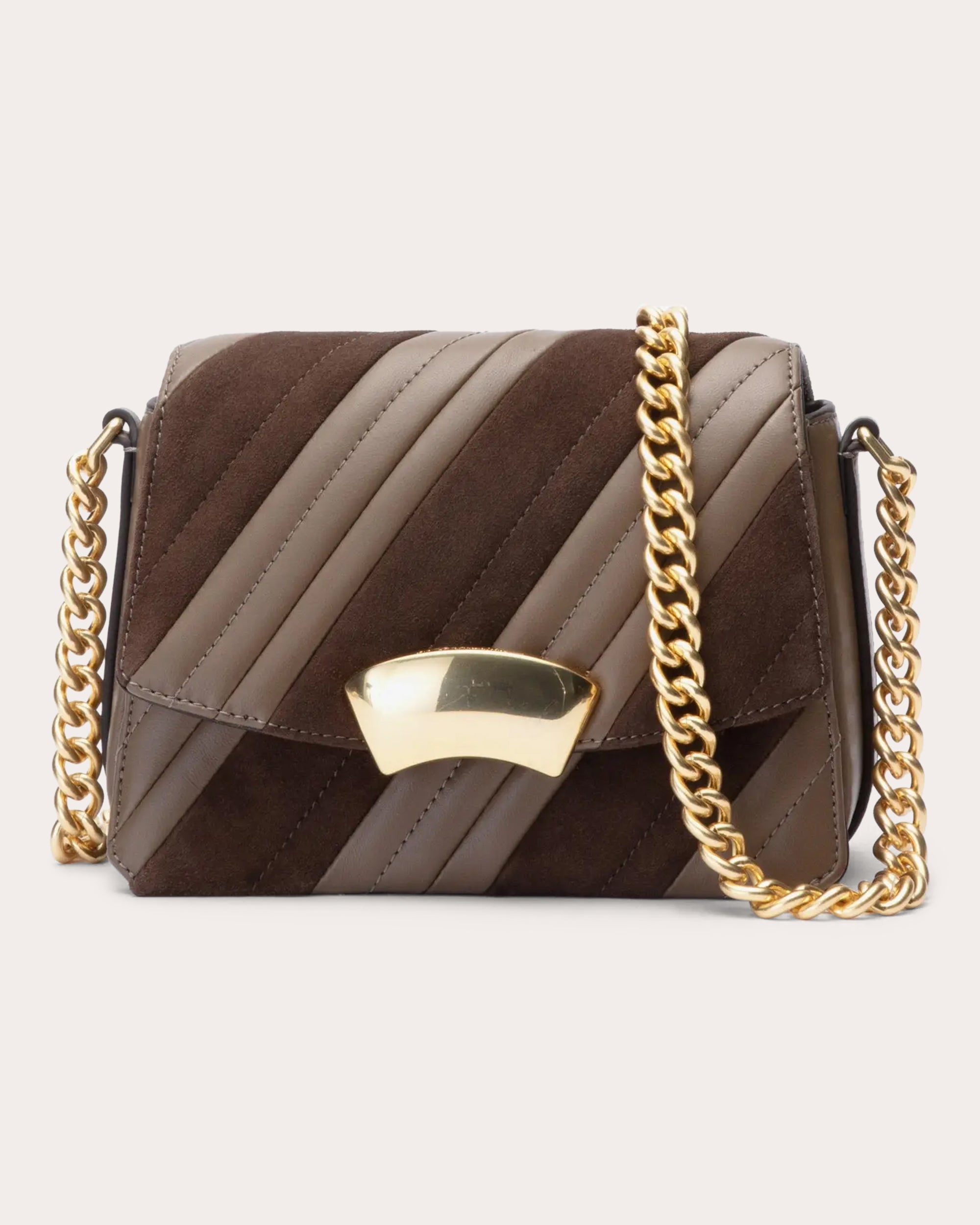 ID Paneled Quilted Leather & Suede Shoulder Bag - 1