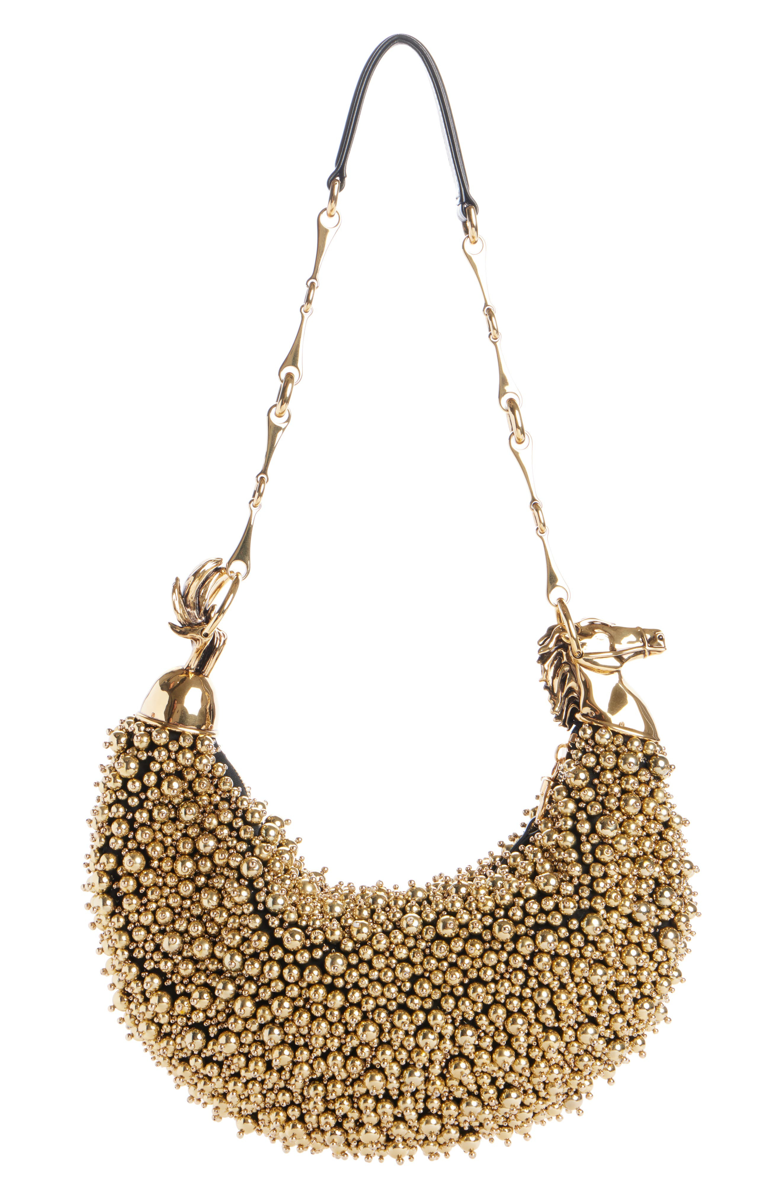 Chloé Chain Horse Beaded Hobo Bag in Gold at Nordstrom - 2