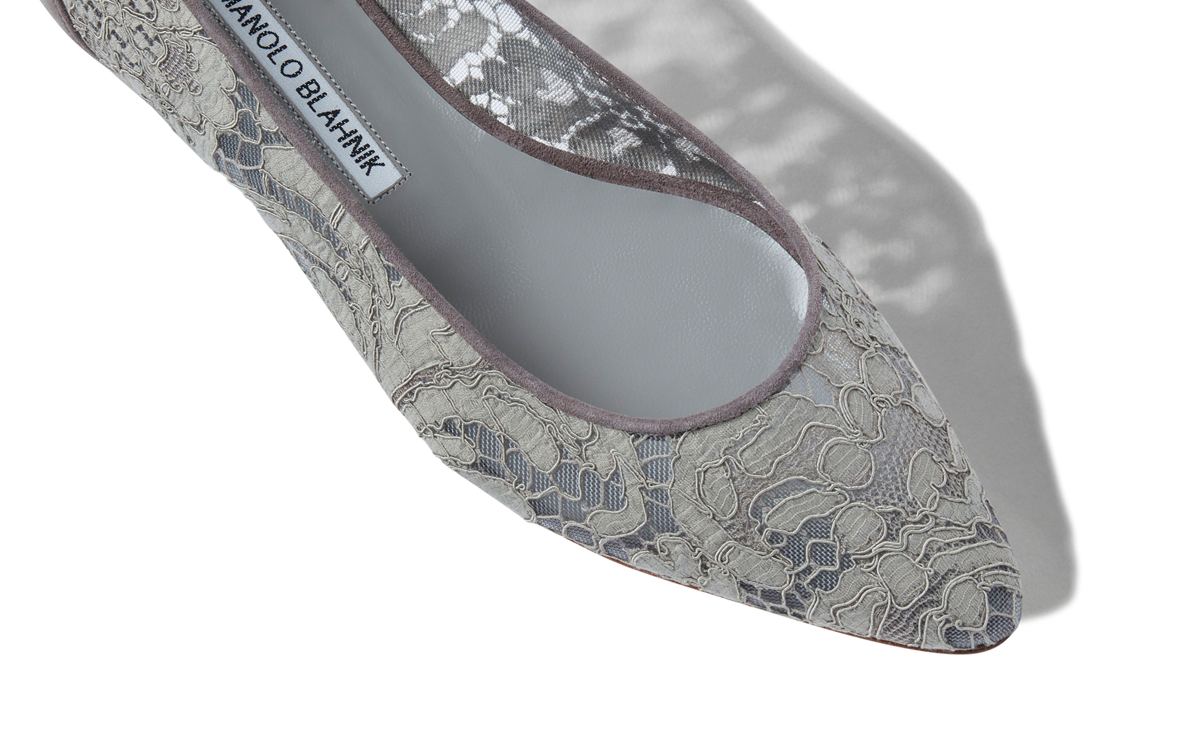 Grey Lace Flat Shoes - 4