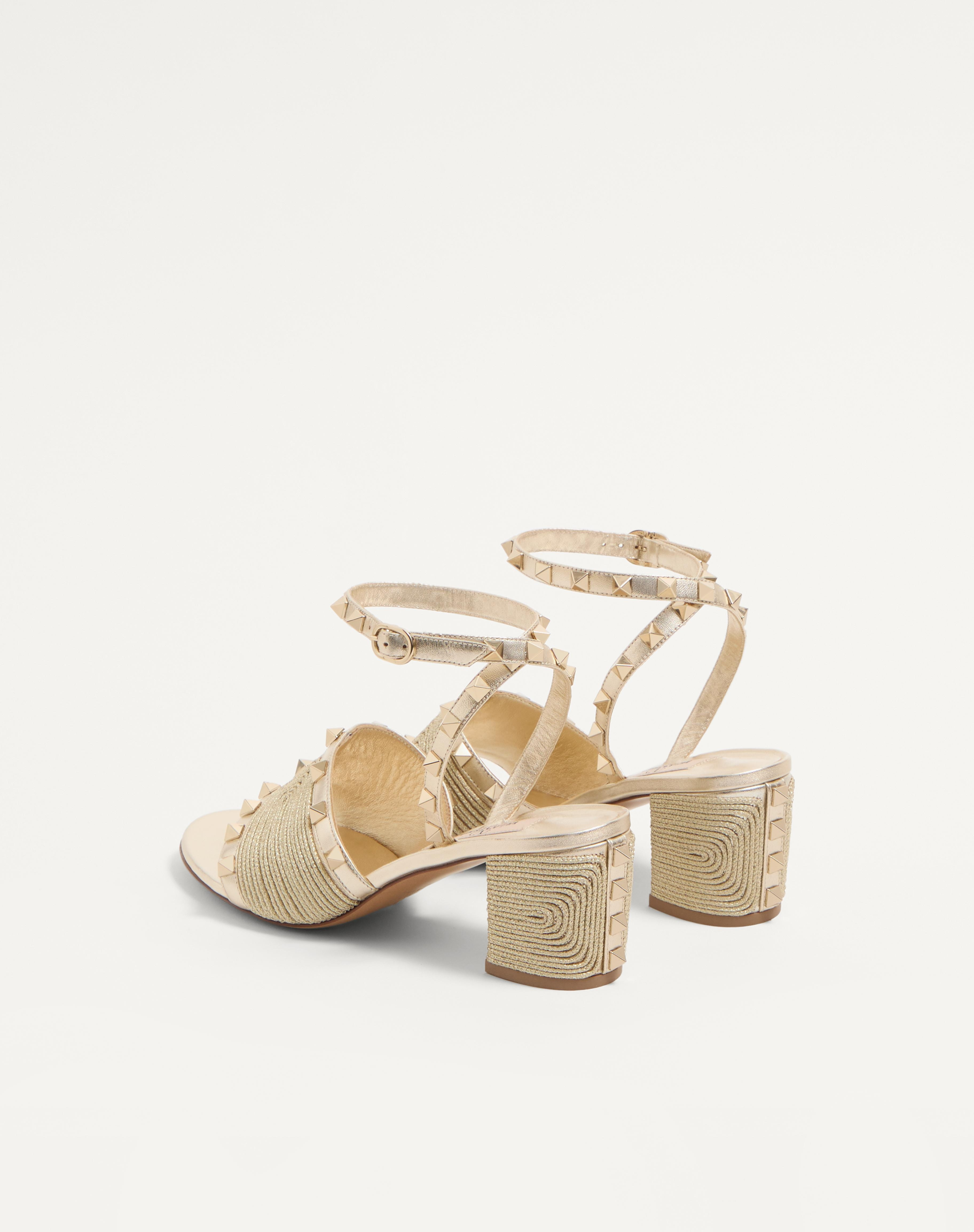 ROCKSTUD SANDAL IN LAMINATED NAPPA WITH CORNELY EMBROIDERY 60MM - 5