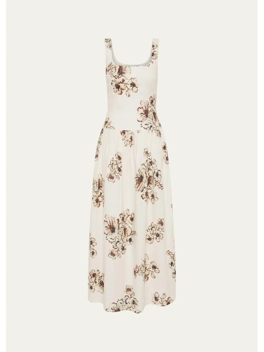 Freja Floral Linen Midi Dress - 1