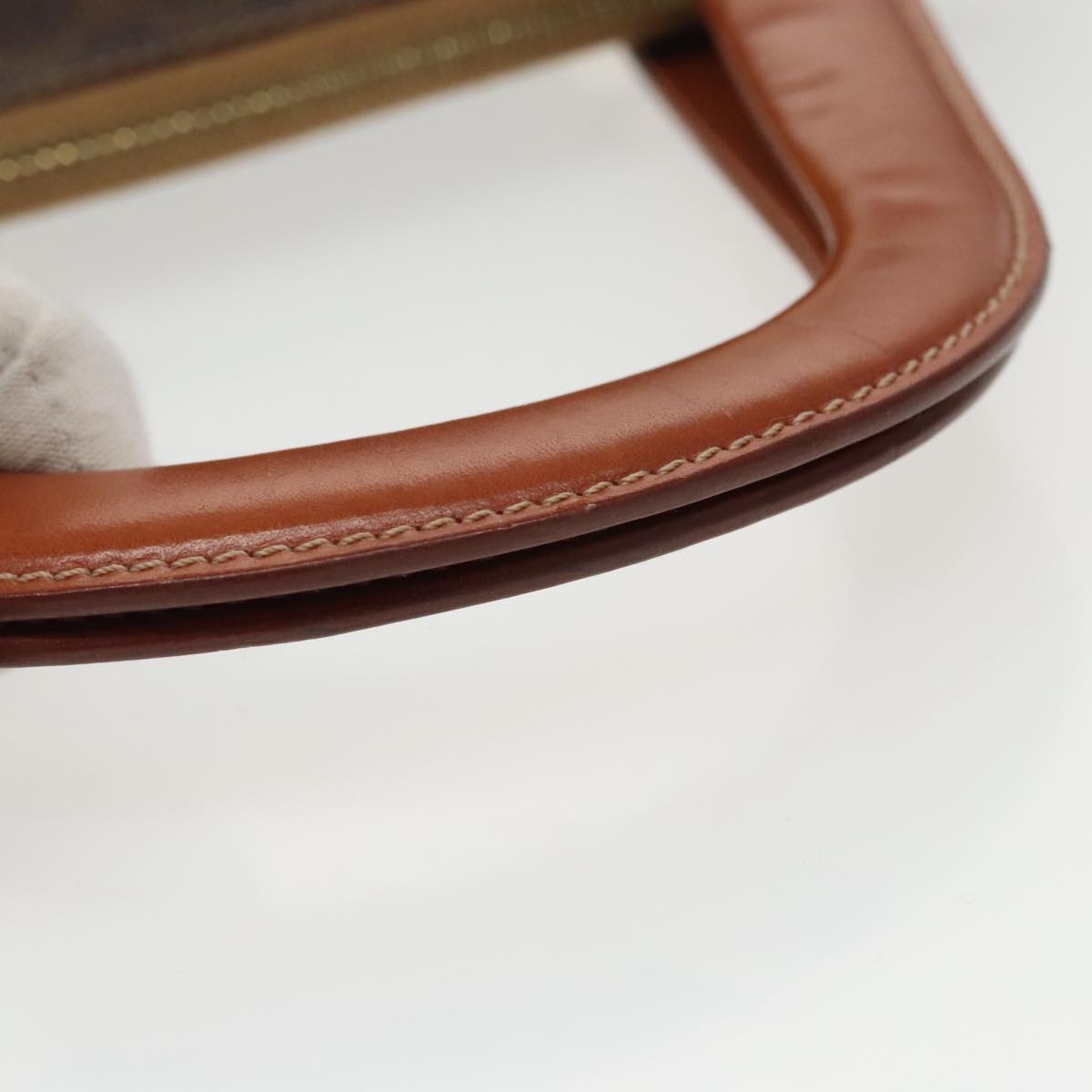 CELINE Macadam Canvas Hand Bag Pvc Leather Brown Gold - 7