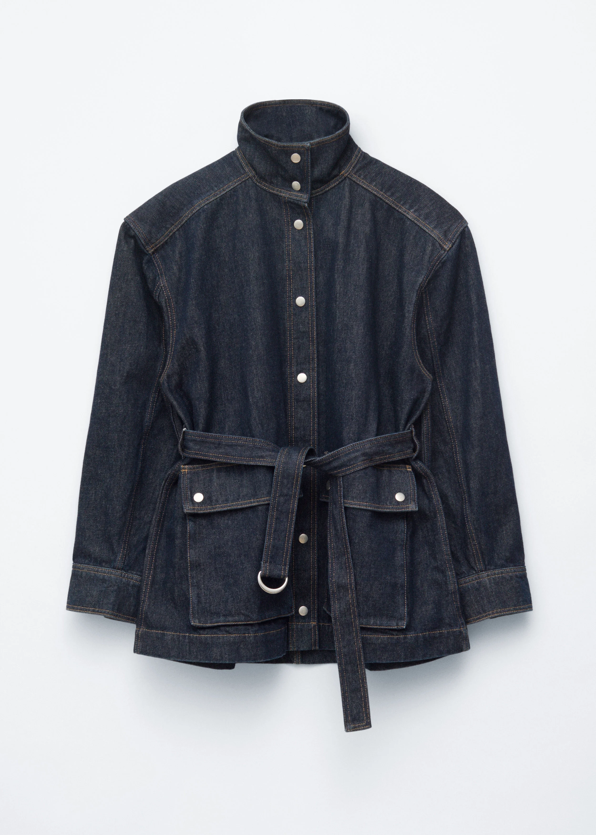 Tie-Belt Denim Jacket - 1