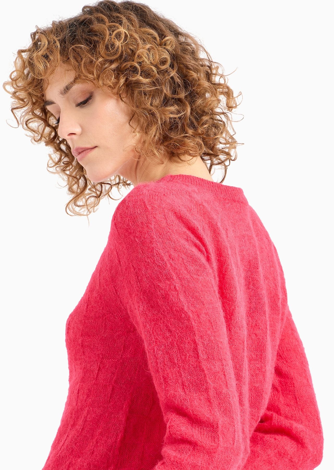 Seamless alpaca jumper with a check motif - 5