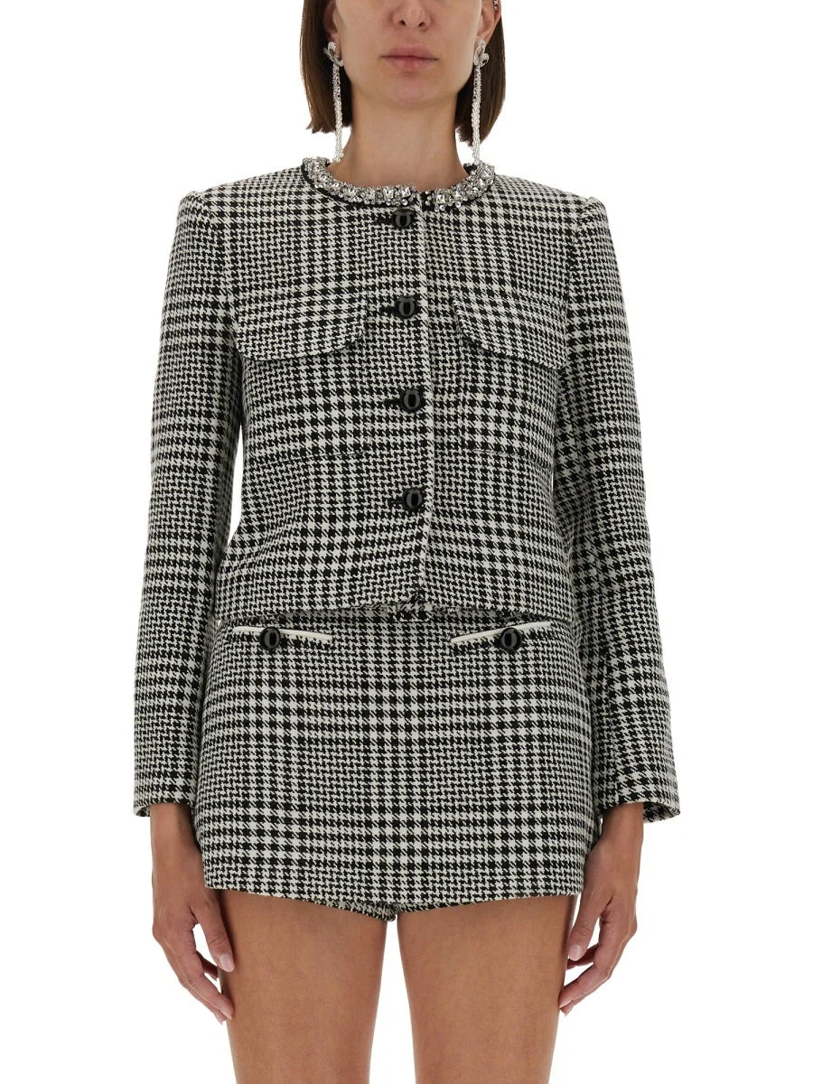 Self-Portrait Women Houndstooth Jacket With Crystals - 1