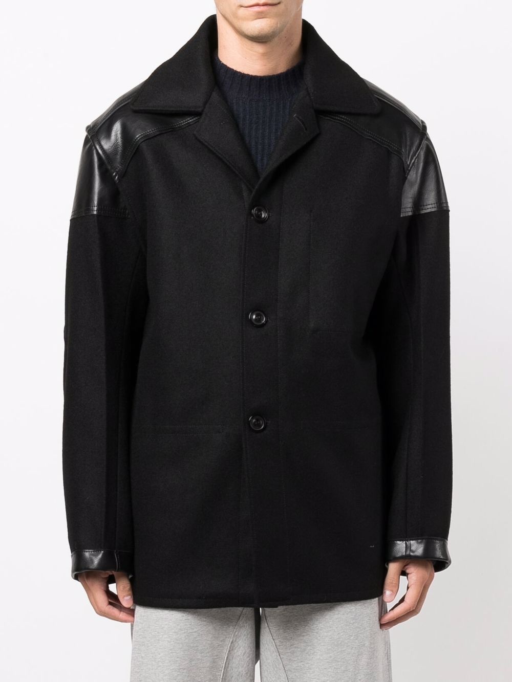 contrasting back-panel wool jacket - 3