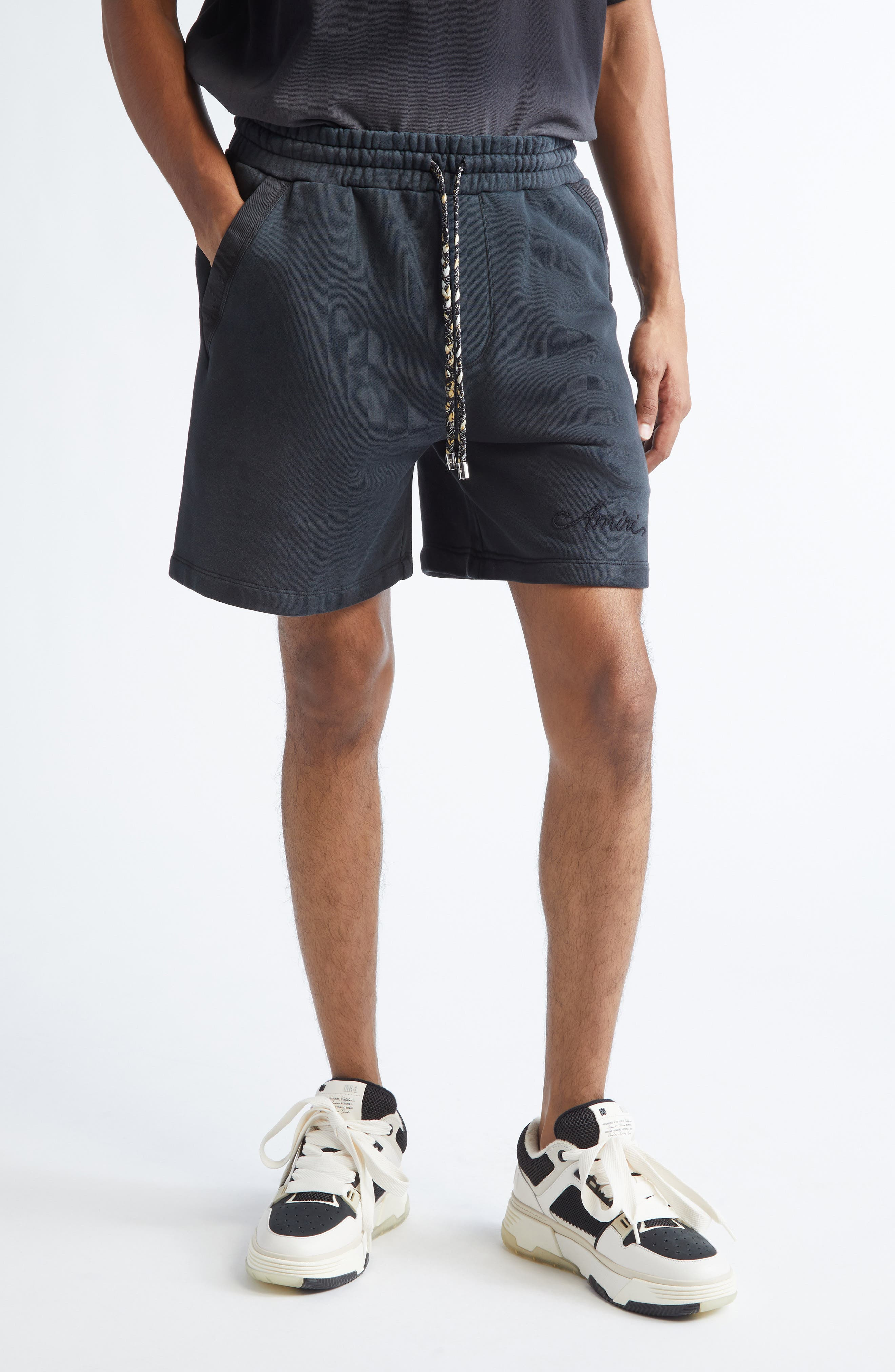 AMIRI Bleach Bandana Shorts in Black at Nordstrom - 1