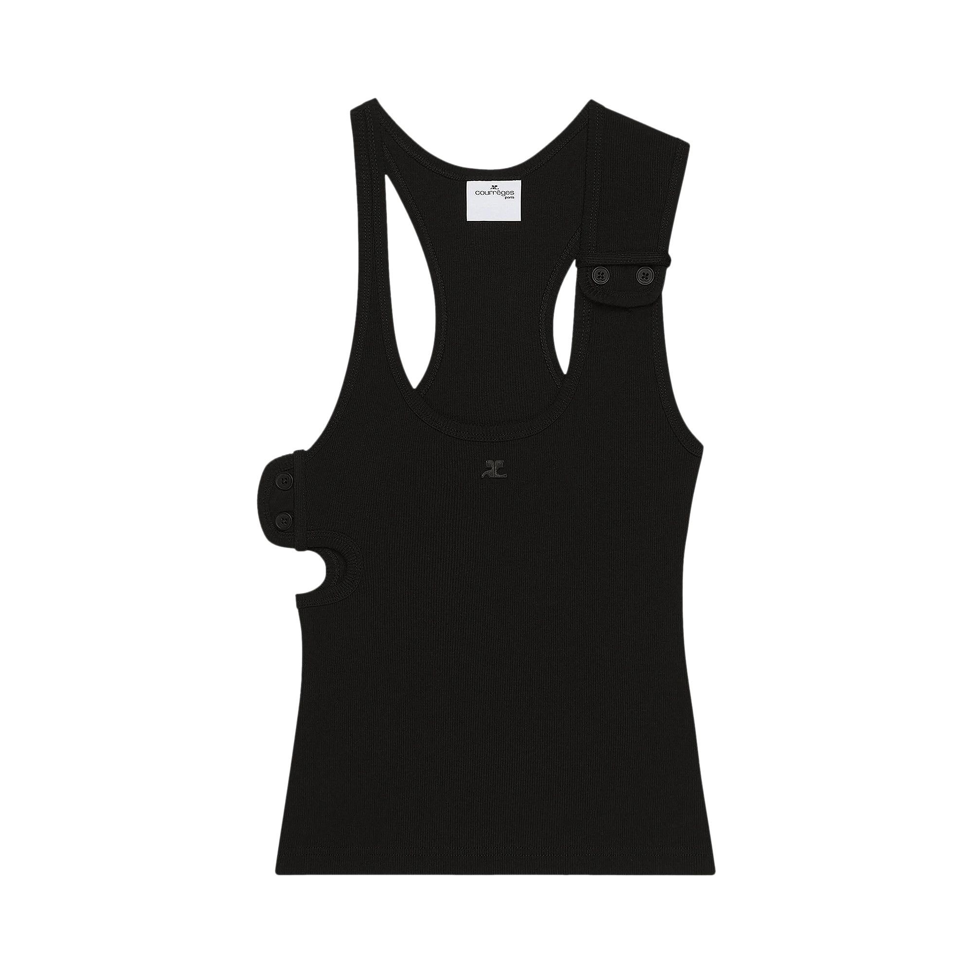 Courrèges Double Buckle 90s Rib Tank Top 'Black' - 1