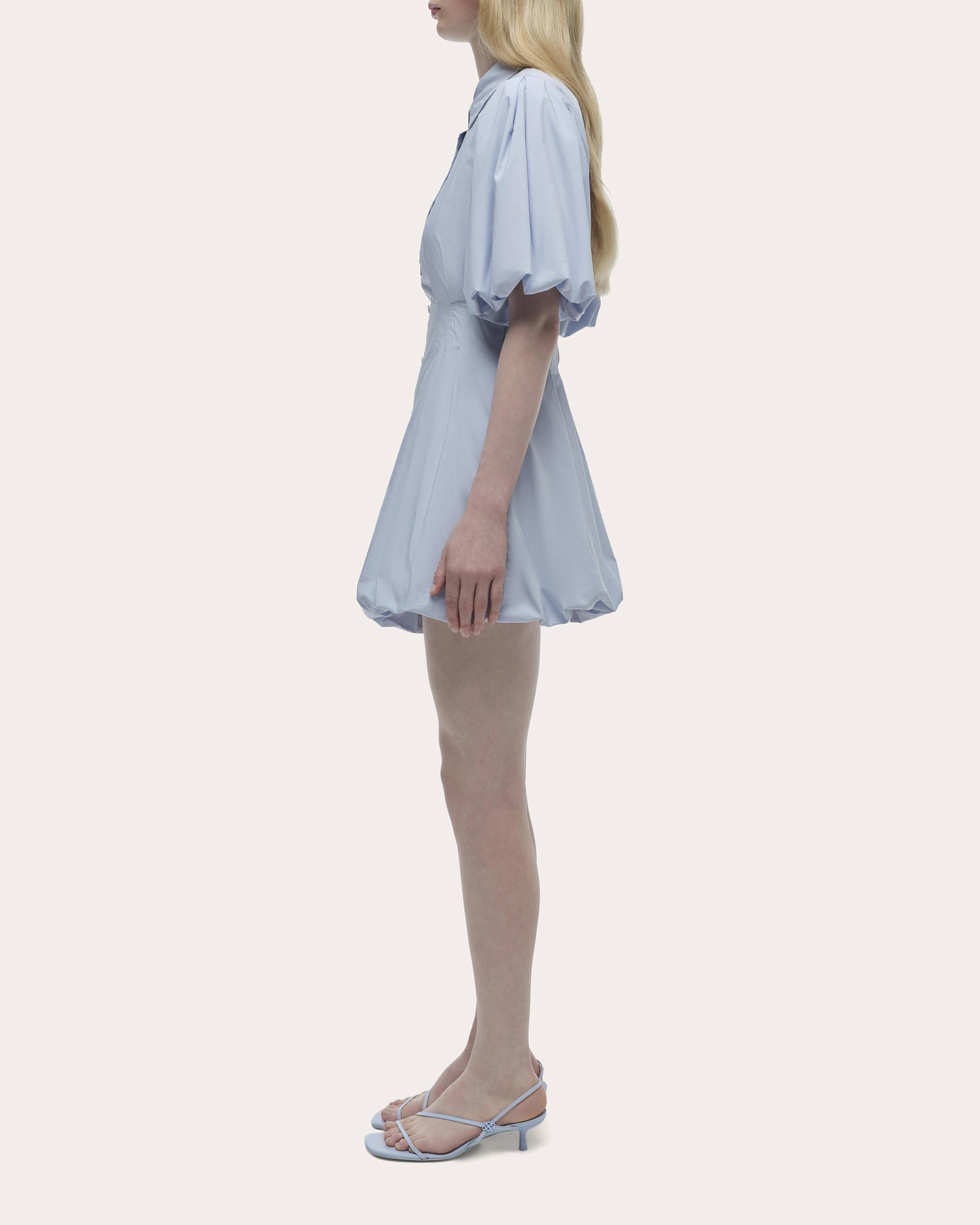 Cleo Poplin Puff-Sleeve Mini Shirt Dress - 3
