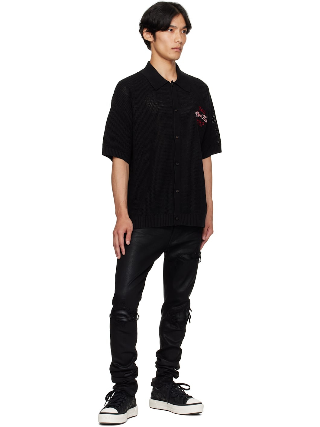 Black 'Hollywood Auto' Mesh Shirt - 4