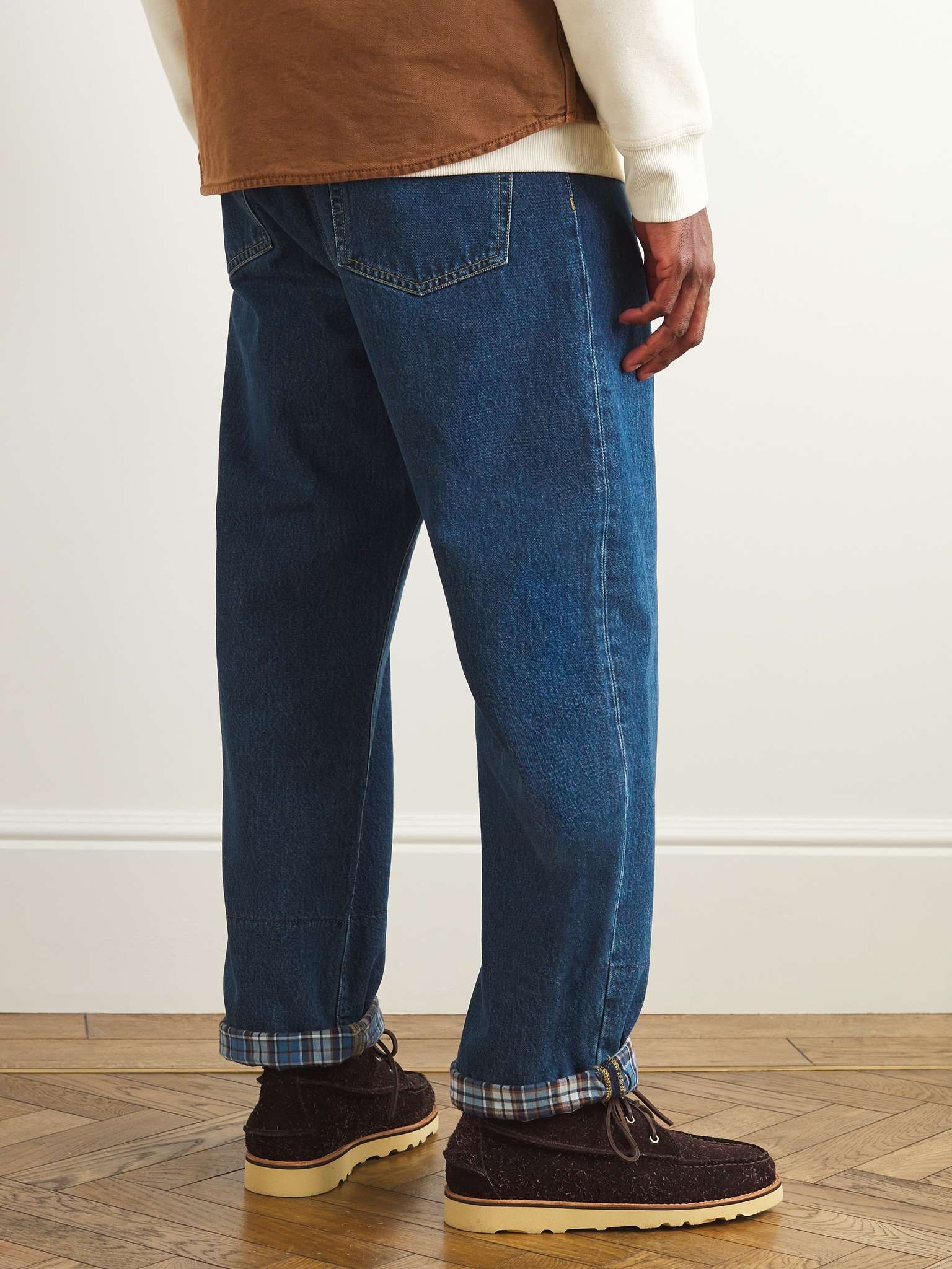 Rider Straight-Leg Flannel-Trimmed  Jeans - 4
