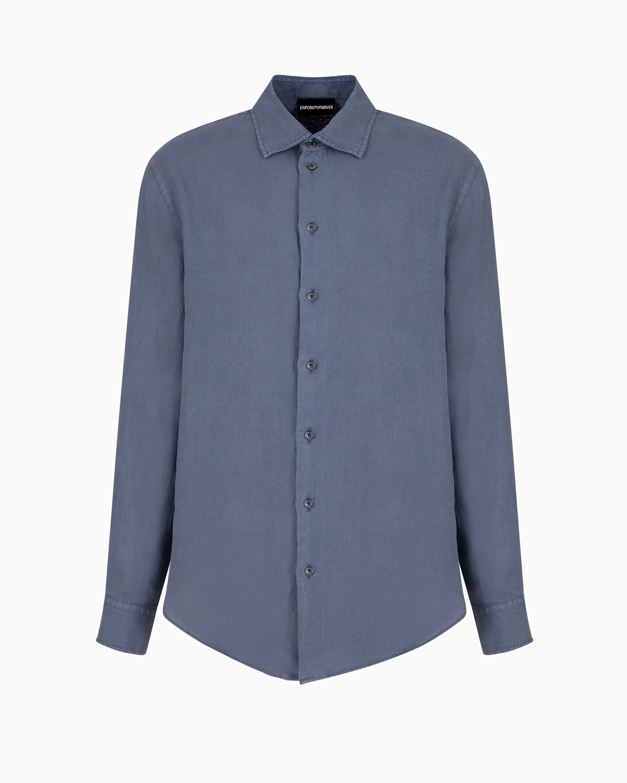Garment-dyed linen shirt with French collar - 1