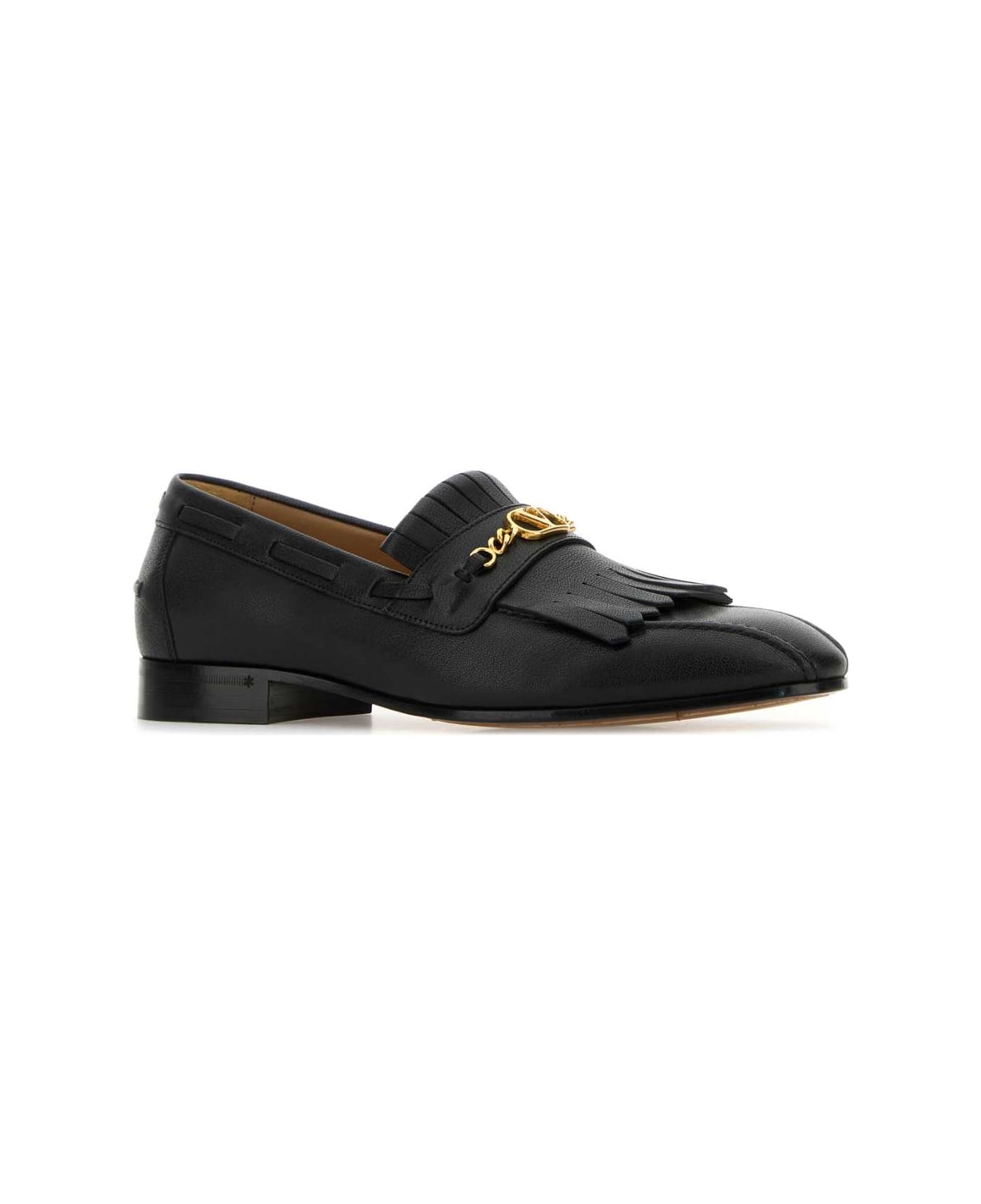 Black Leather Vlogo Signature Loafers - 2