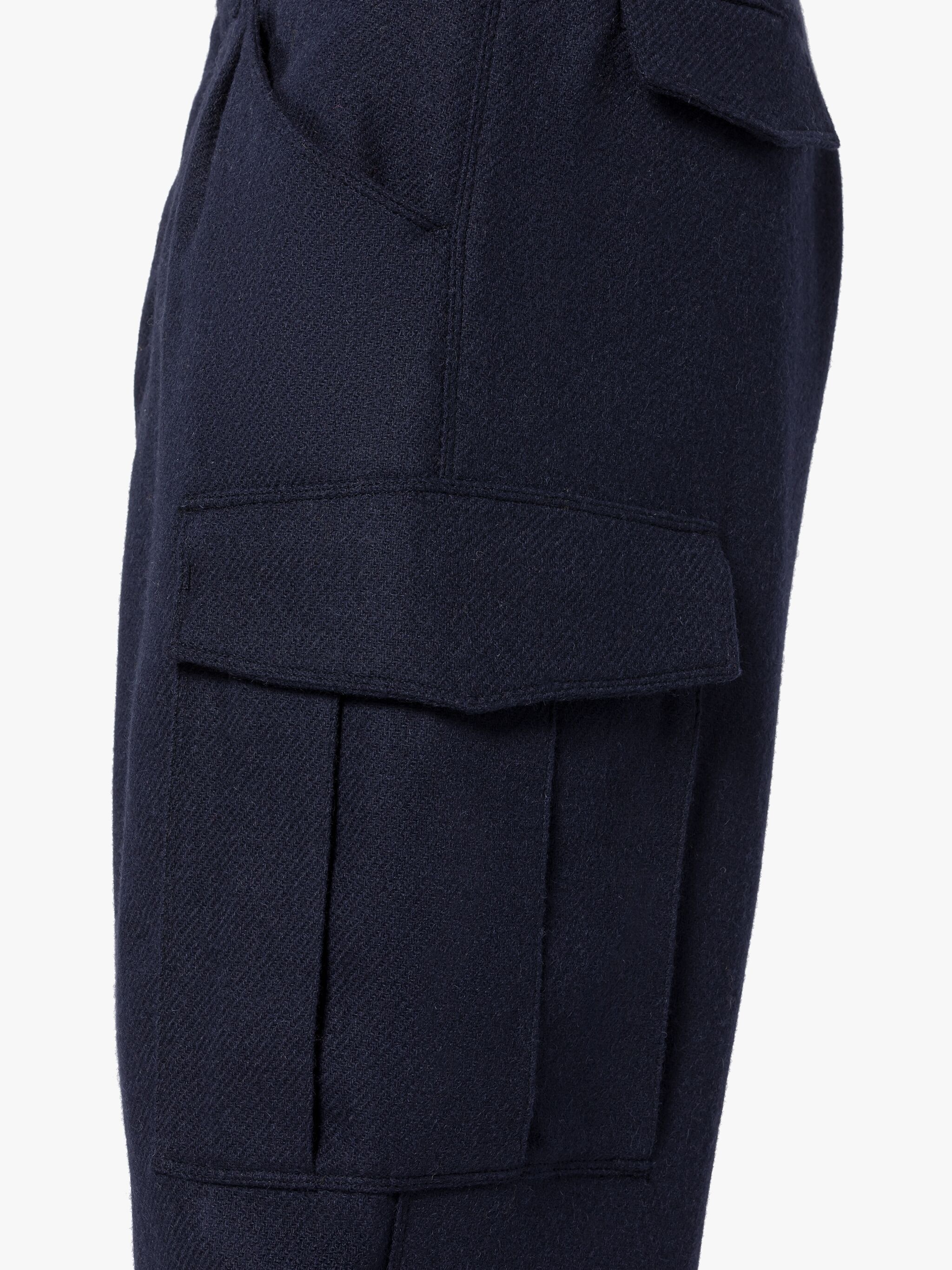 NAVY WOOL CARGO TROUSERS - 5