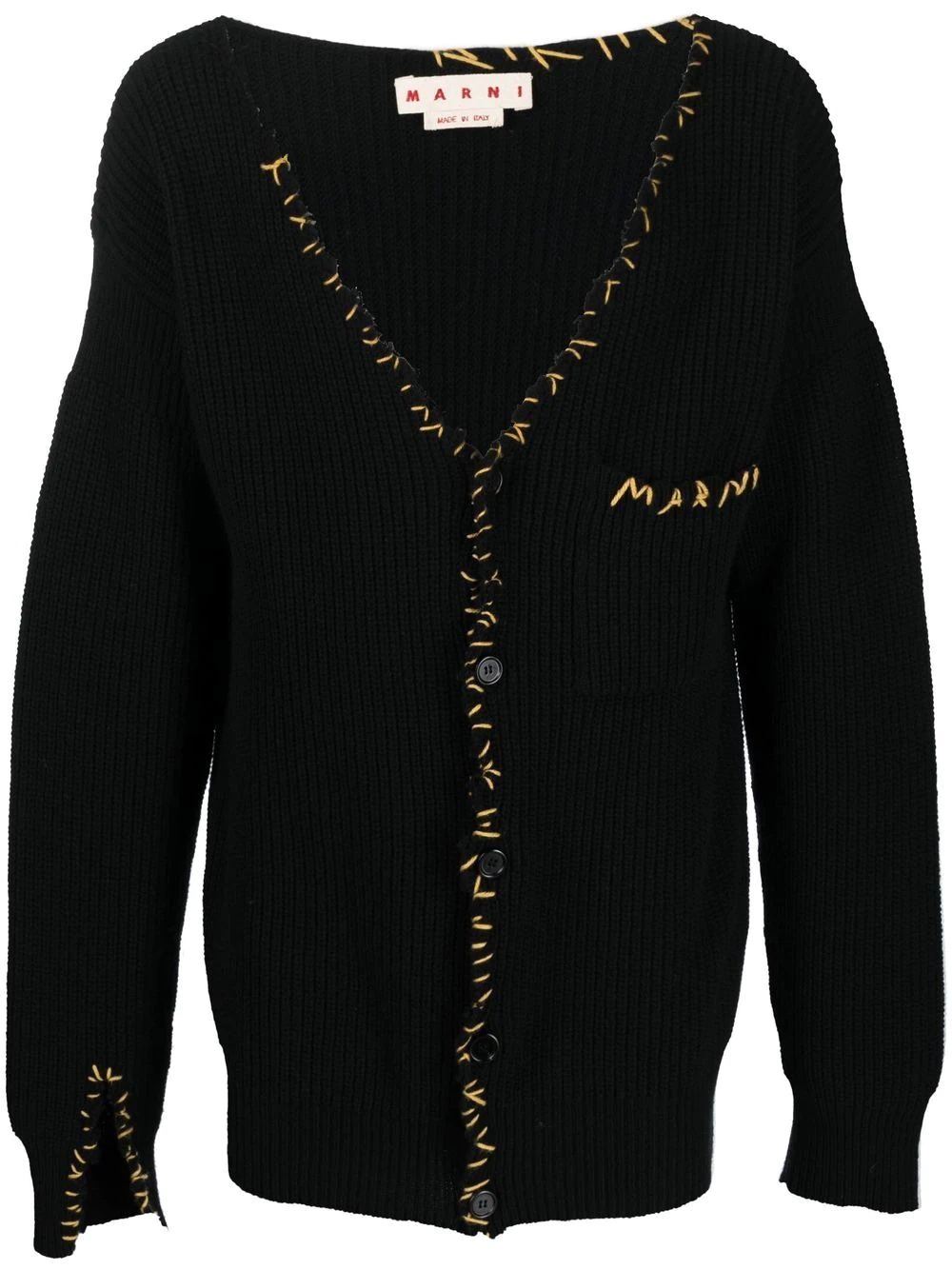 logo-embroidered cardigan - 1