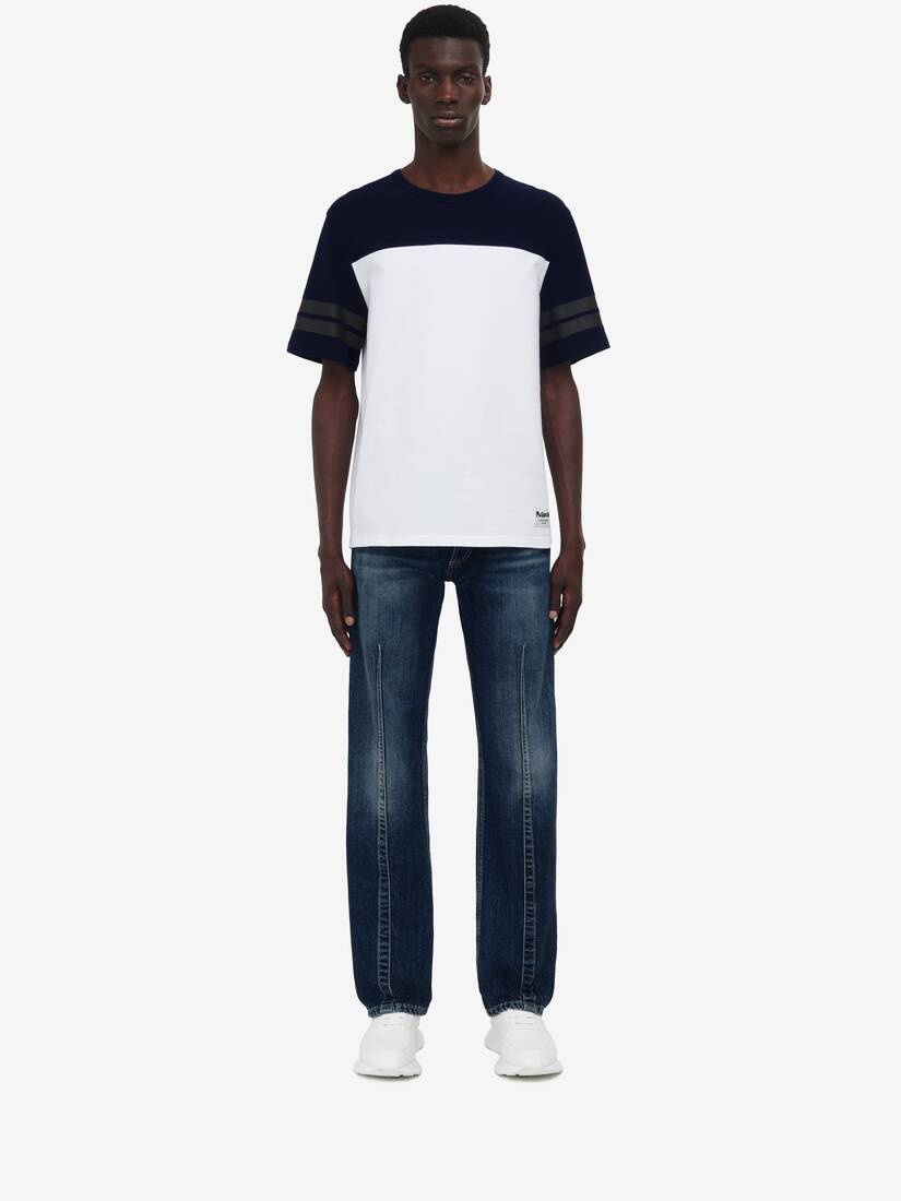 Men's Hybrid T-shirt in White/indigo - 4