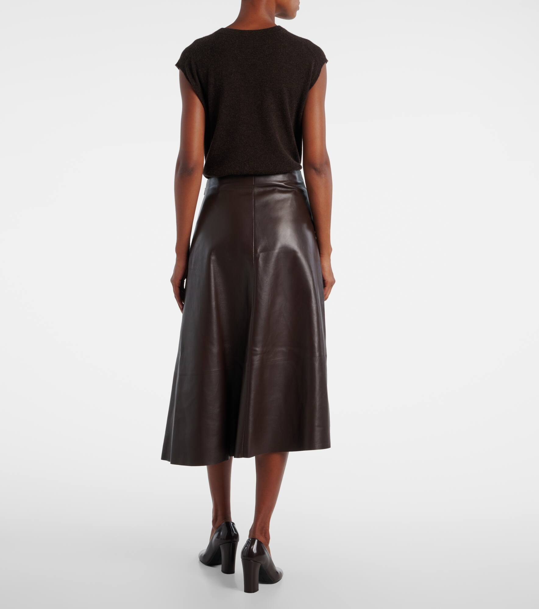 Hedora leather midi skirt - 3