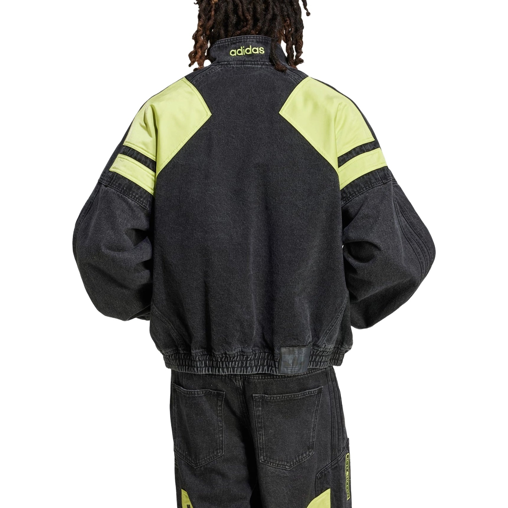 adidas Adilenium Season 2 Moto Denim Jacket 'Black Green' JN0824 - 2