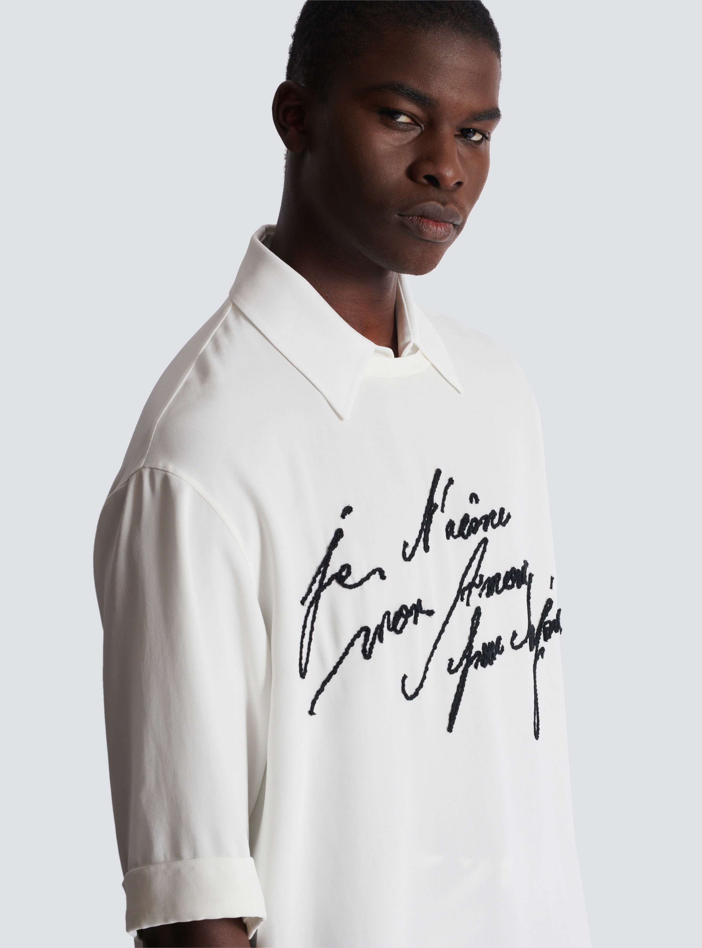 Collared T-shirt with "Love Letter" embroidery - 7