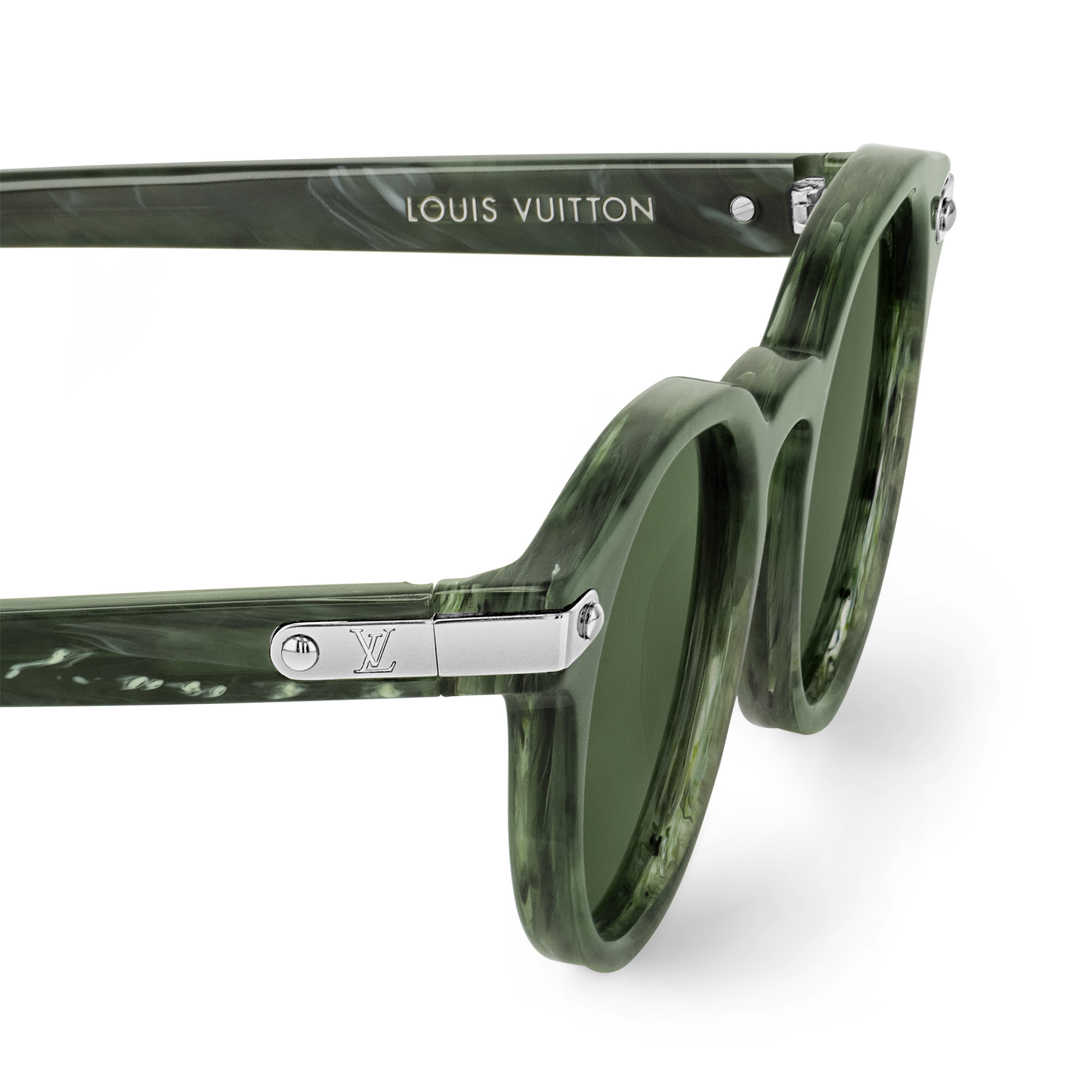 Louis Vuitton LV Signature Round Sunglasses - Size S Light Grey Acetate & Metal. Size U