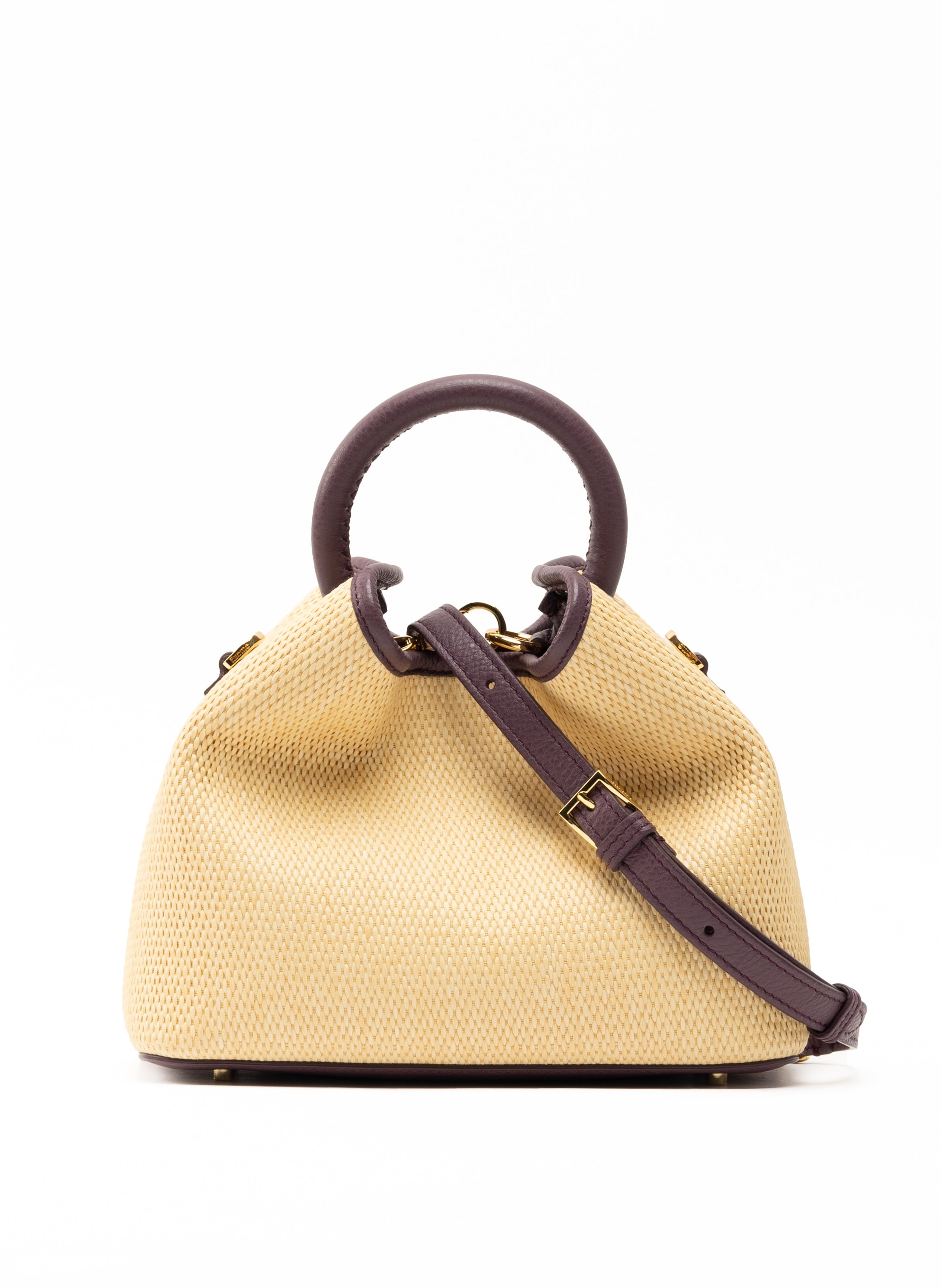 Baozi Raffia/Leather Natural/Blackberry 3