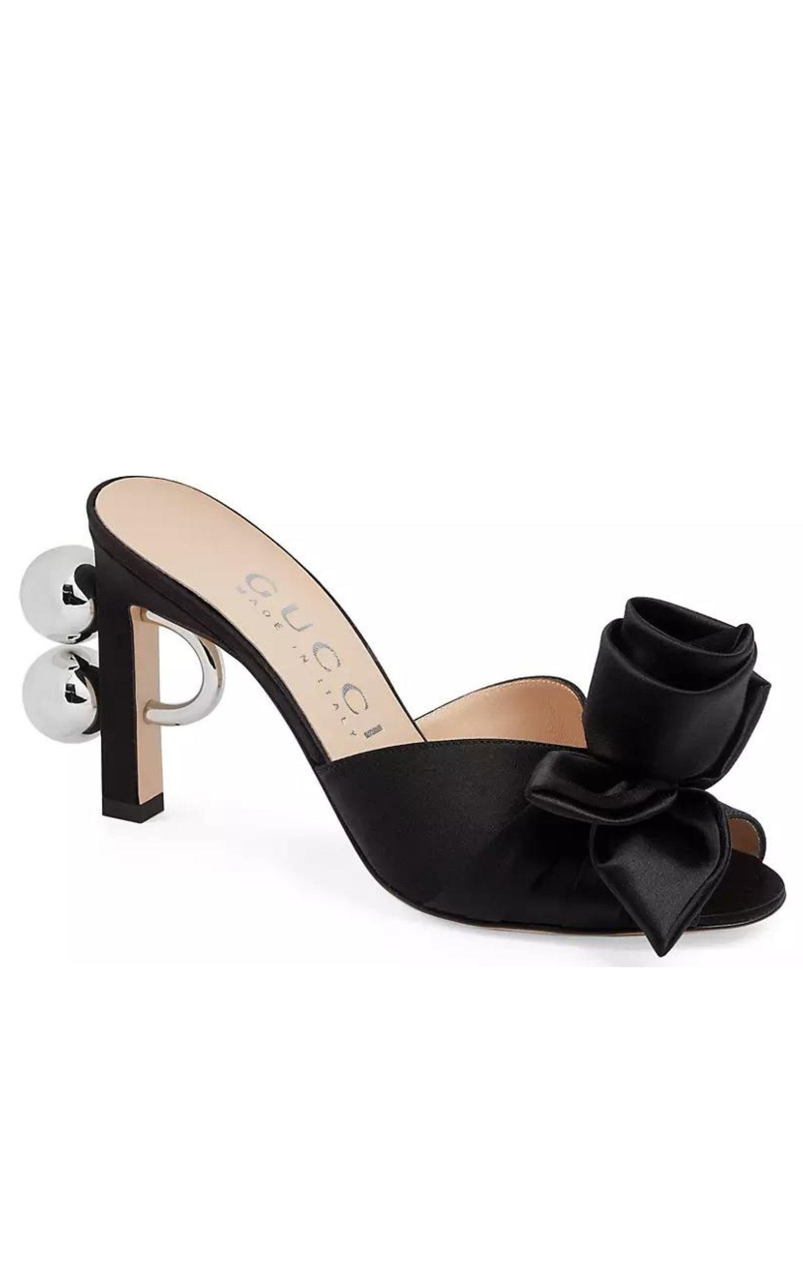 Shawana Satin Flower Mules in Black - 3