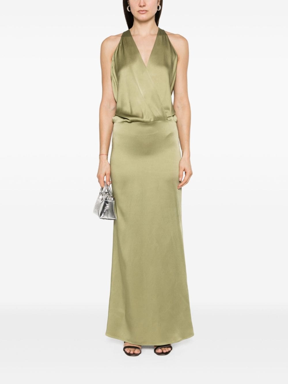 V-neck satin maxi dress - 2